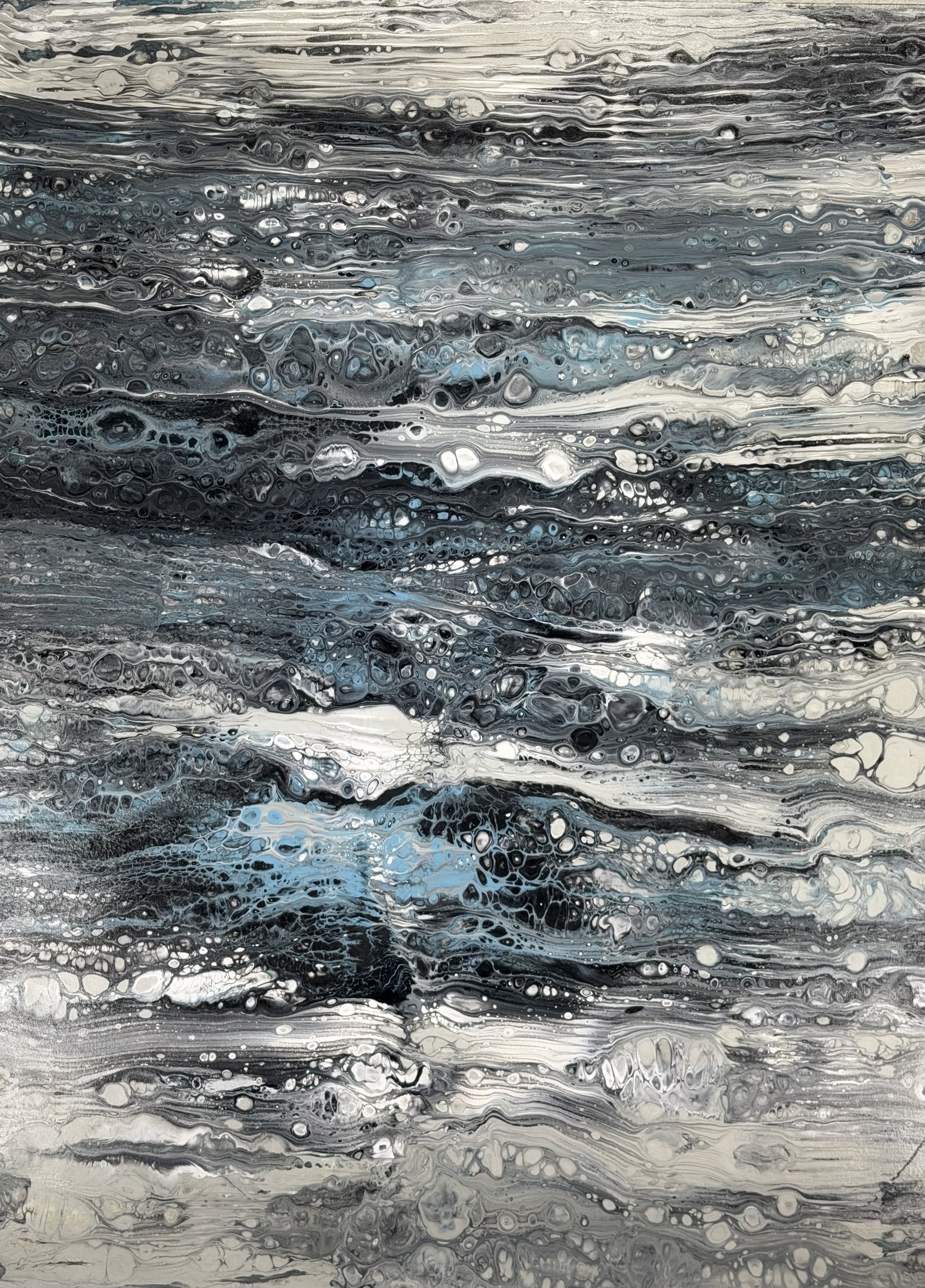 Icy Current -48x36 - Acrylic Pour - 2nd Place Award - Absolutely Abstract Exhibition