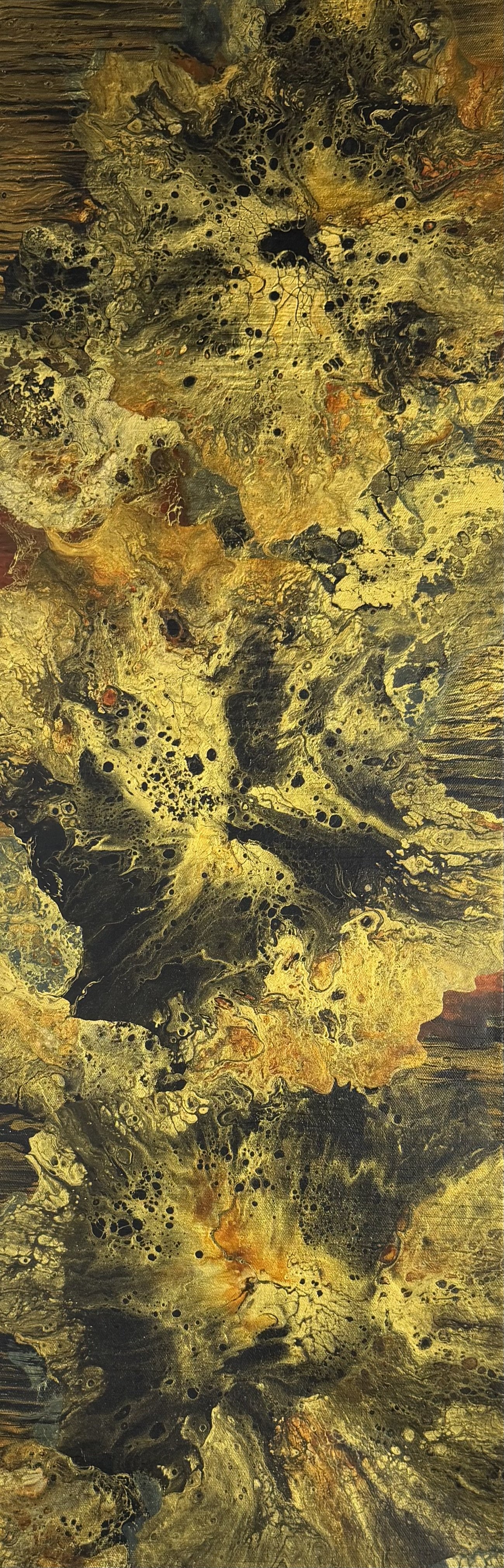 Golden Love - 12x36 - Acrylic Pour - Commission Piece - Sold