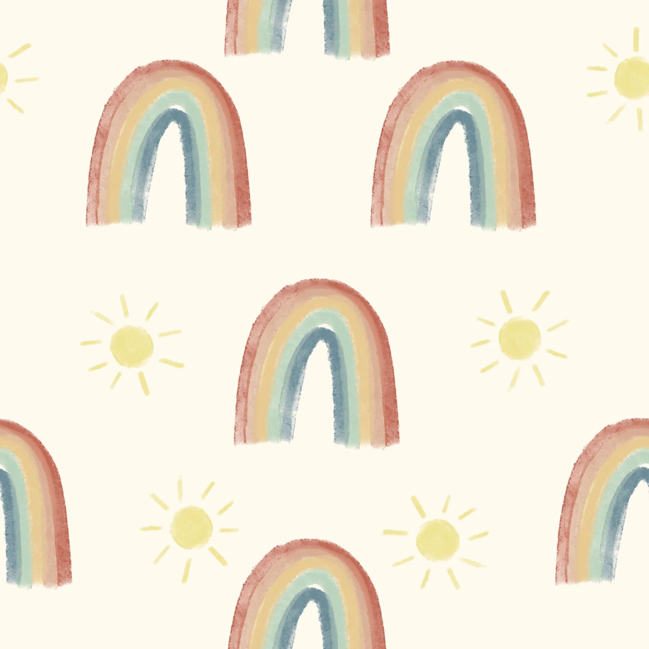 Arc-en-ciel craie soleil fond crème 1.JPG