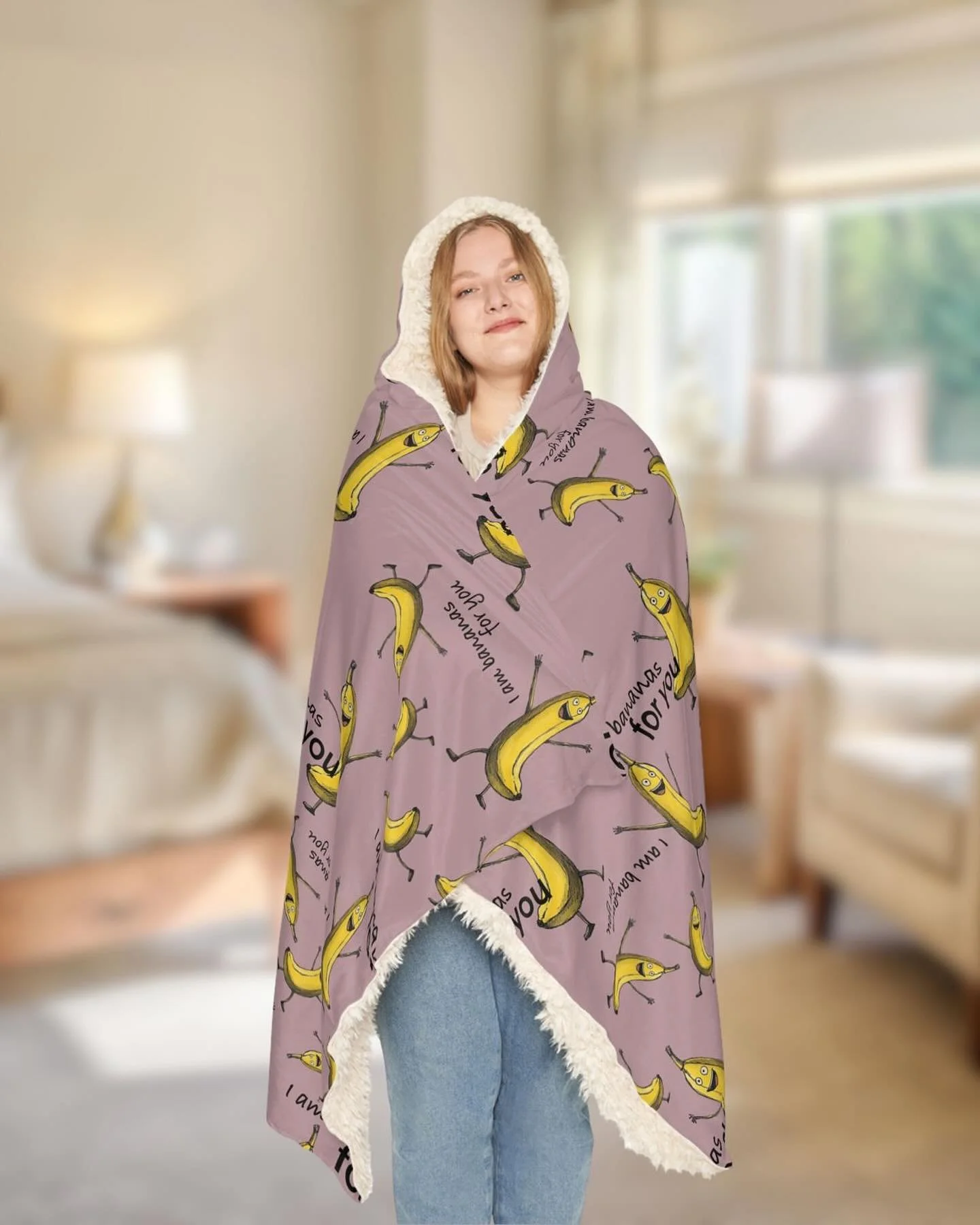 Banana Hooded Blanket

🍌 Wrap yourself in style and fun! This banana hooded blanket is ultra-soft, lightweight, and warm, perfect for relaxing at home, watching movies, or gifting to someone special. An ideal combination of comfort and personality.
