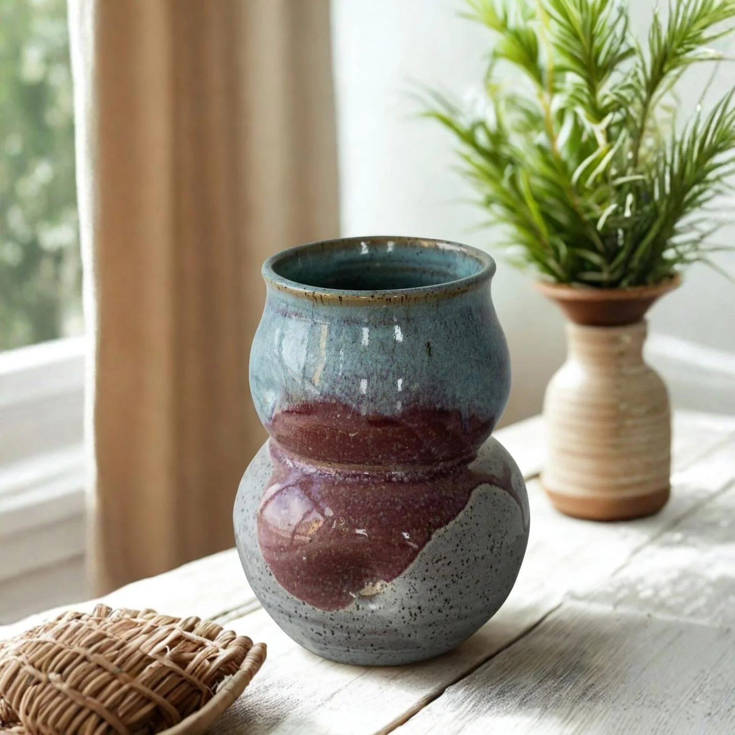 ✨ Stoneware Vase

This ceramic vase combines texture, color, and shape in perfect harmony; ideal for dried flowers, natural branches, or simply as a decorative accent on your table or shelf.

Each piece is lovingly crafted and designed to bring balan