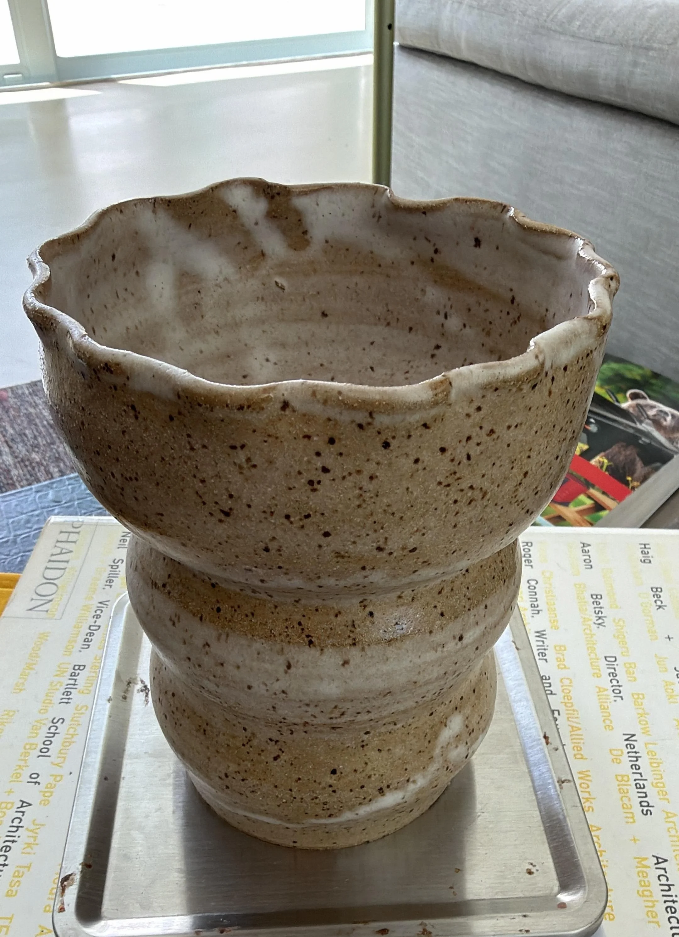 Handcrafted Beige Ceramic Vase | Natural Speckled Finish