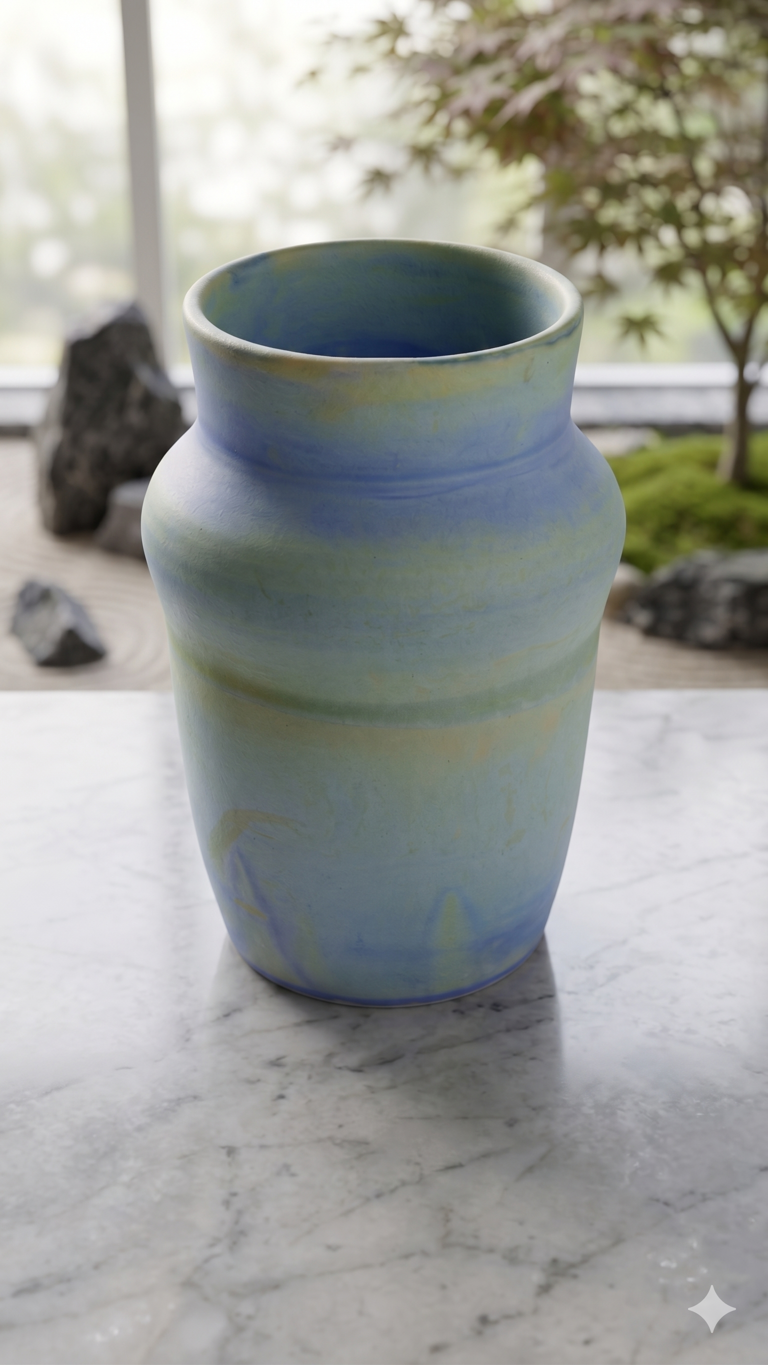 Tall Blue and Green Ceramic Vase | Elegant and Minimalist Design
