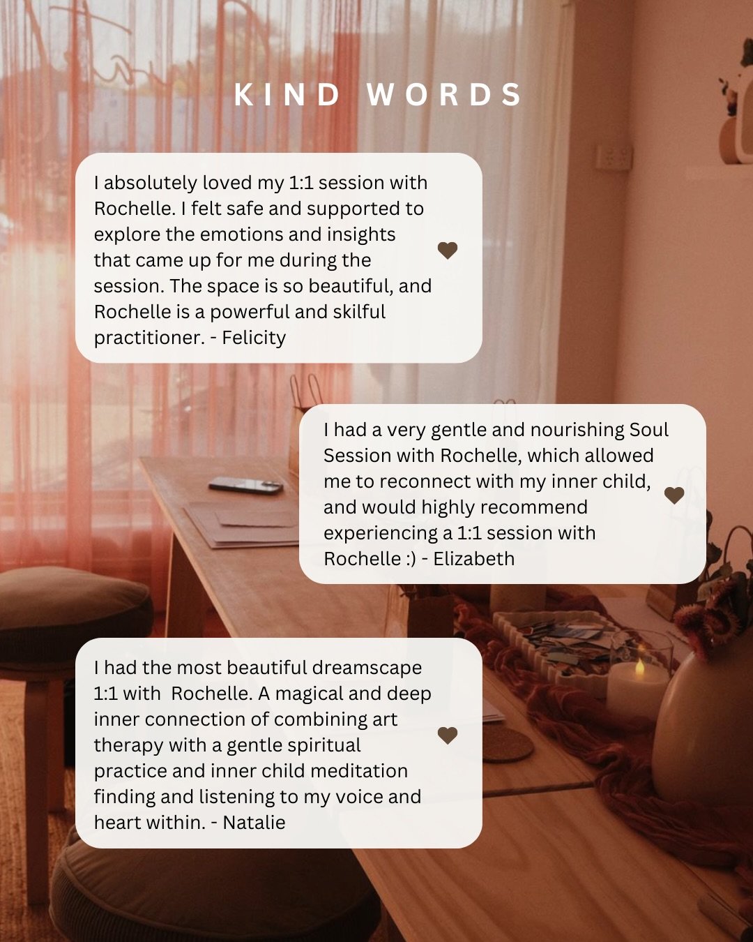 Thought I would share some kind words of late&hellip;

This is my &lsquo;WHY&rsquo; I hold space.

Space for letting go
Space for connecting inward
Space for connecting outward
Space to be feel seen, feel heard, feel free to be just be YOU.

Curate U