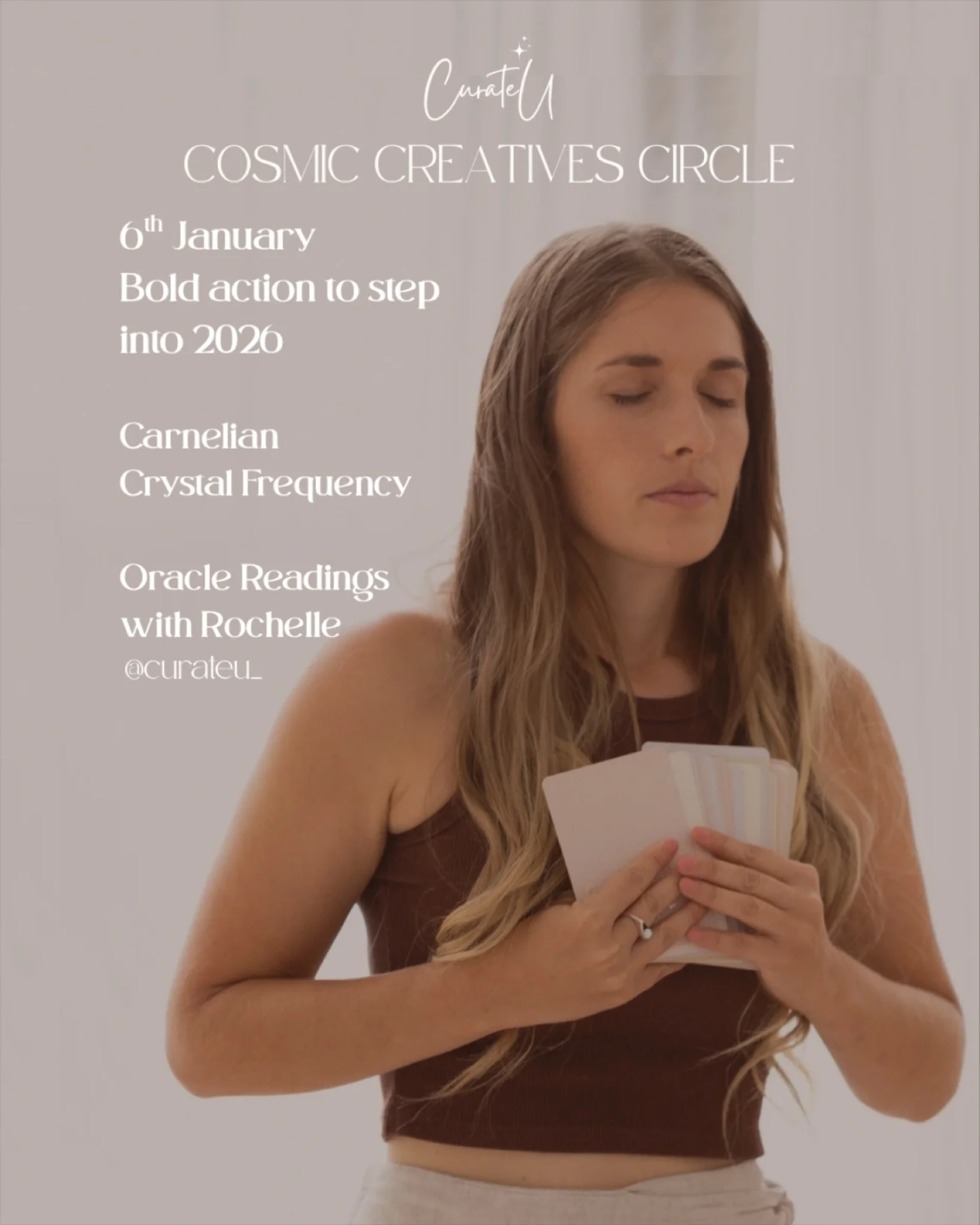 ✨ Cosmic Creatives Circle ✨
A sacred weekly circle for spiritual girls to connect &amp; create.

January 6th | 6:30pm -9pm | $44

Theme: Bold Action to Step into 2026

Crystal Gift: Carnelian for courage &amp; creativity

Experience: Meditation + Cre