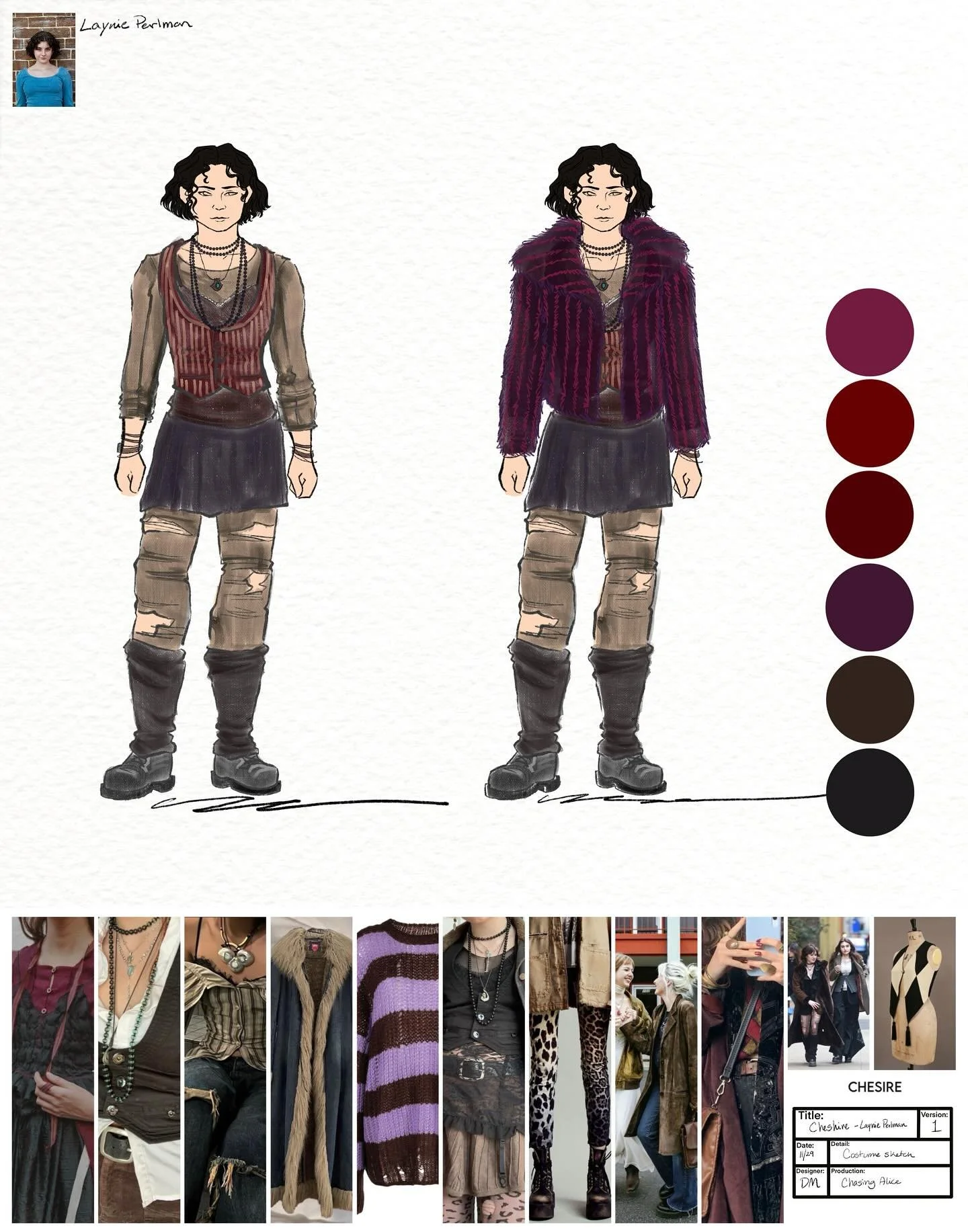 Dressing Cheshire; from sketch to screen

Photos from the process of creating the look of Cheshire, one of the main characters in @chasingalicefilm 

Talk about a costume based around a single piece of clothing!

Cheshire&rsquo;s look came together v