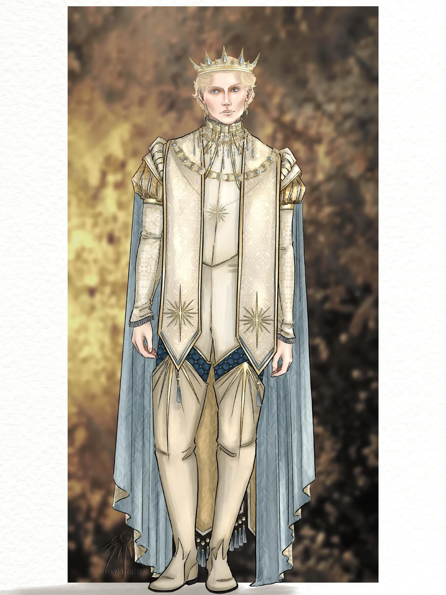 White &amp; gold coronation for the star prince (mean blond)

Some of the details from the earlier timelapse in mediocre quality because instagram doesn&rsquo;t like me :D ✨

@c.s.pacat 
#laurentofvere #captiveprincetrilogy #digitaldrawing #costumeil