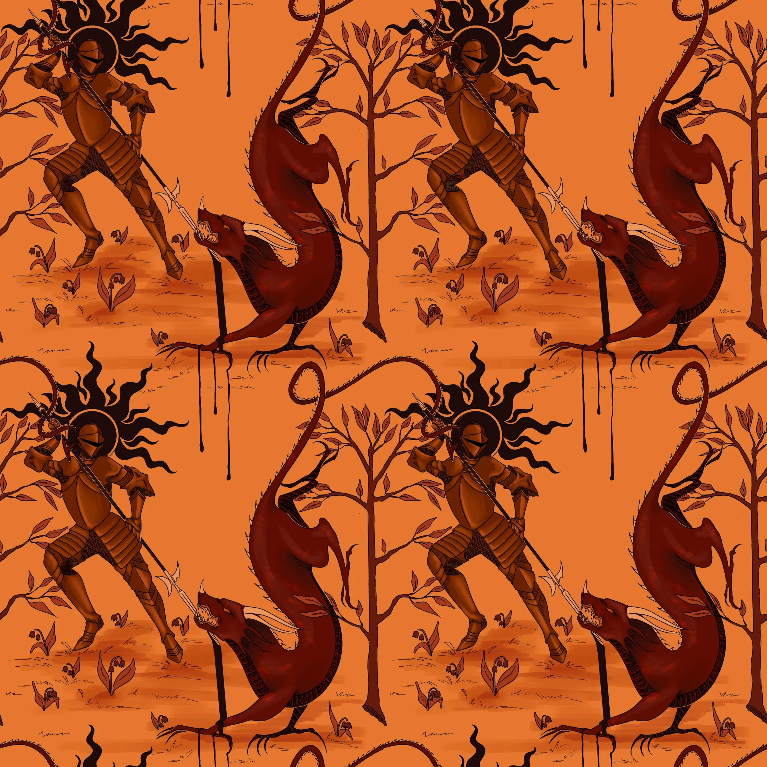 Color Theory Study - analogous repeating block print • digital; January 2025