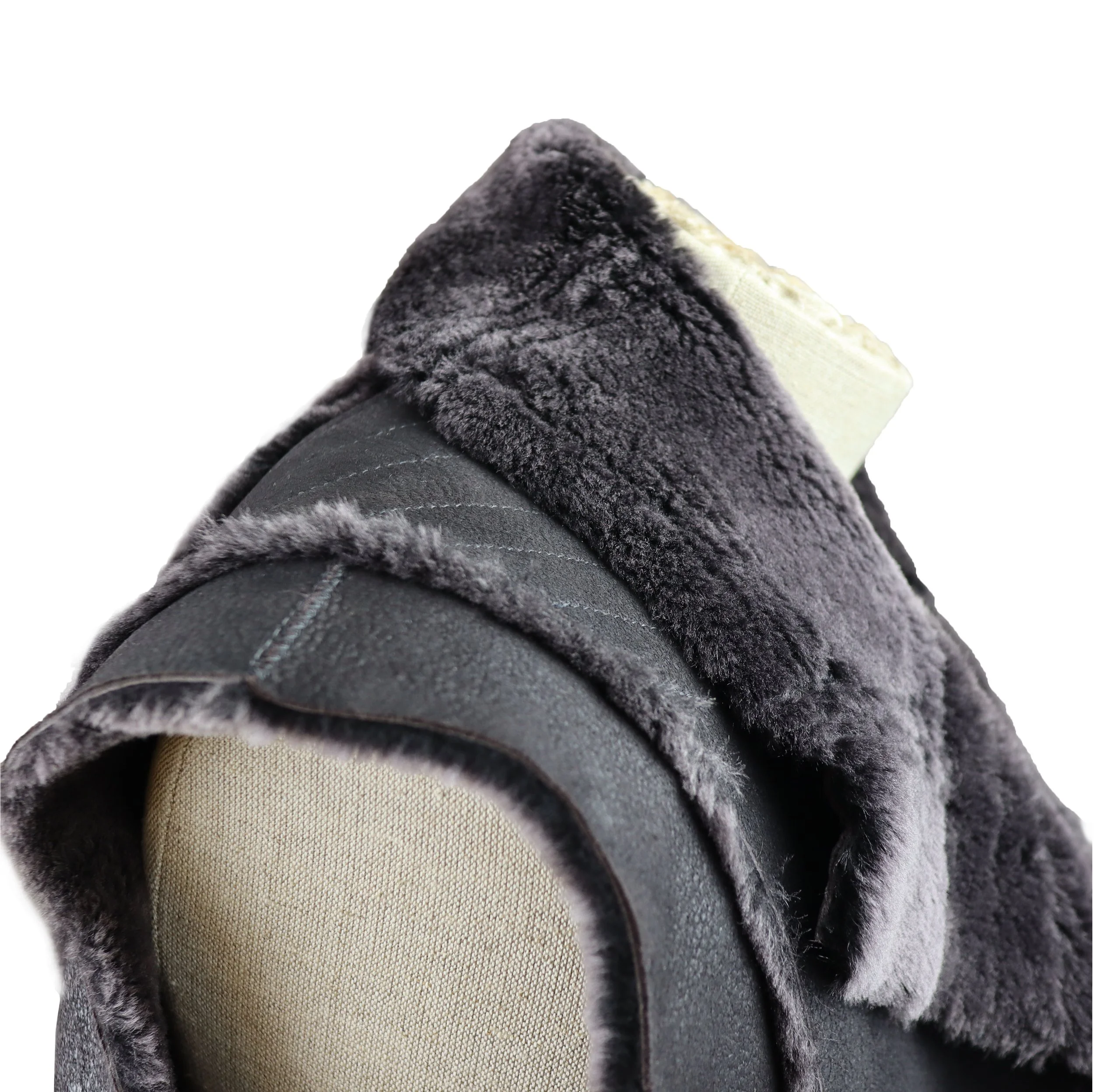 Dragon Vest - shoulder detail 2 (sheepskin shearling)