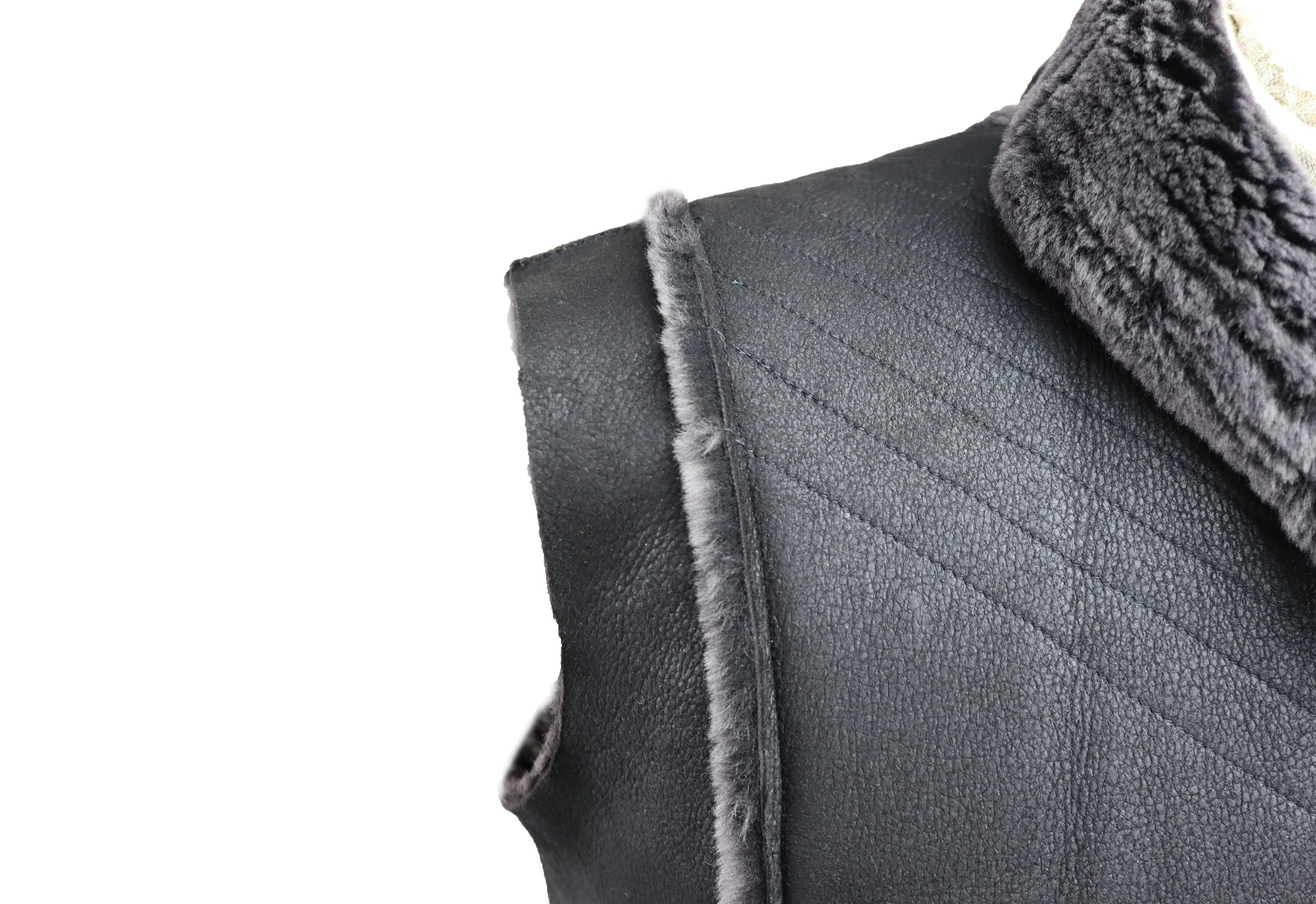 Dragon Vest - shoulder detail (sheepskin shearling)