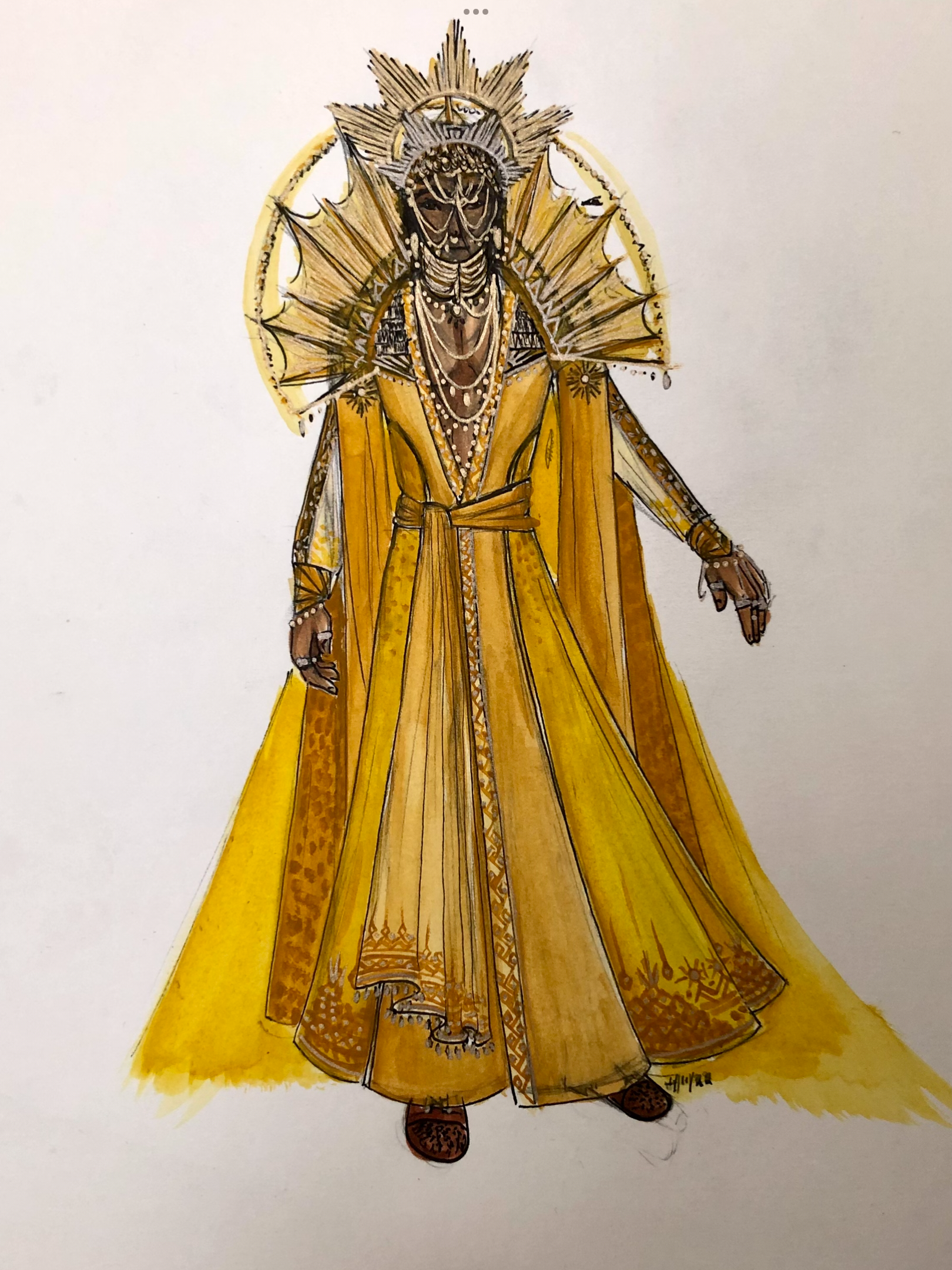 The Sun King render (watercolor, ink, & metallic pen on paper) Feb '22