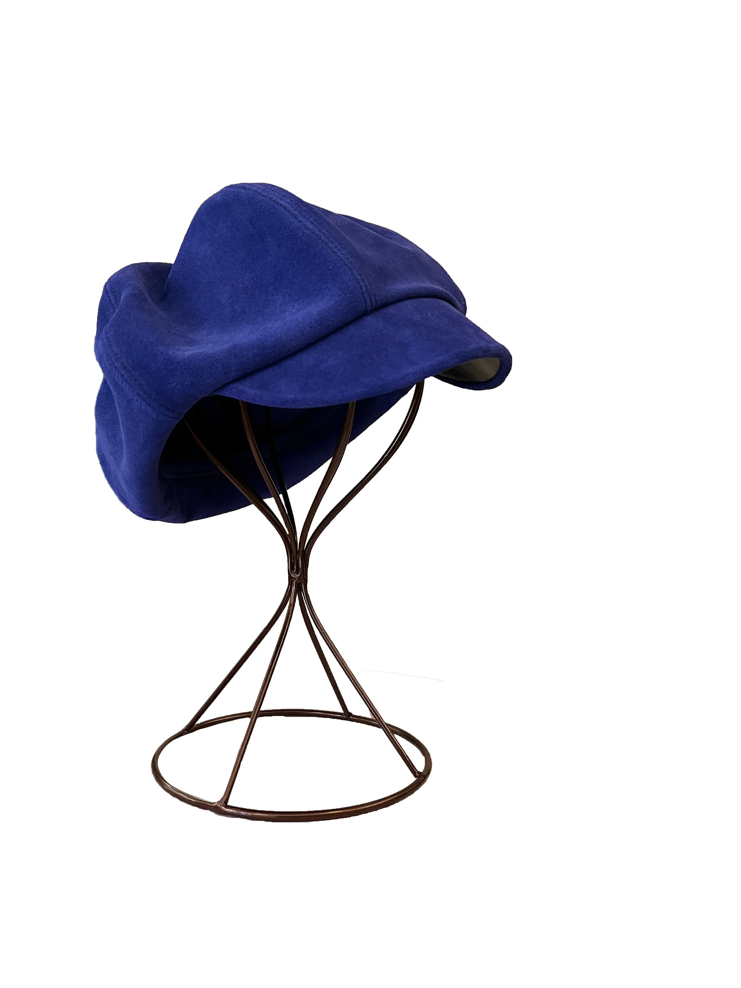 Baker's Cap prototype  (blue suede, black full grain leather)