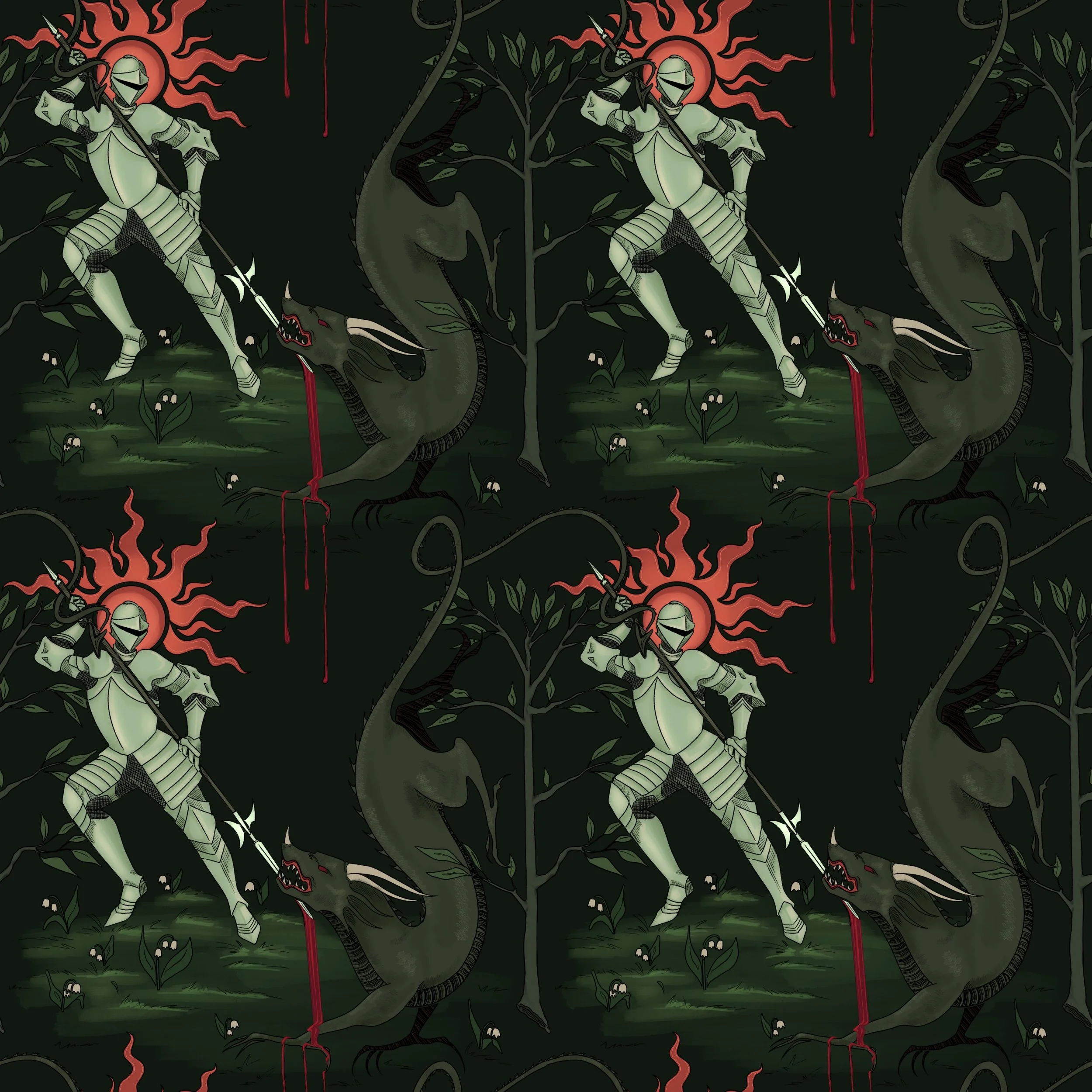 Color Theory Study - complimentary repeating block print • digital; January 2025