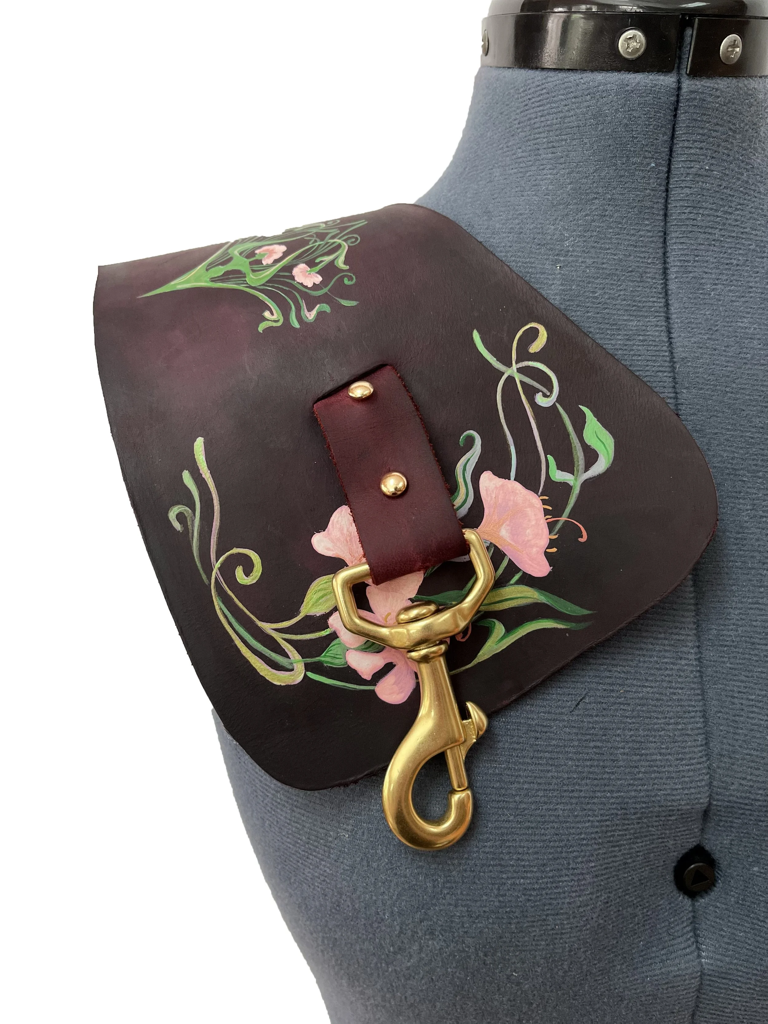 Nouveau Belt - detail (Full grain leather, hand dyed and hand painted)