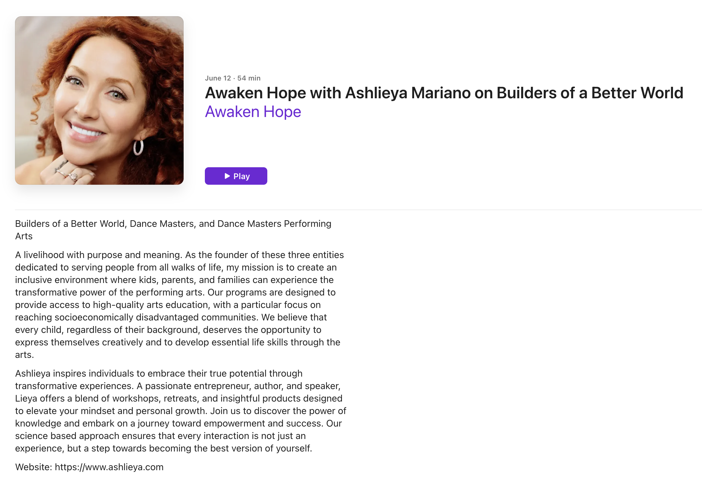 Awaken Hope Podcast features Ashlieya on Building a Better World