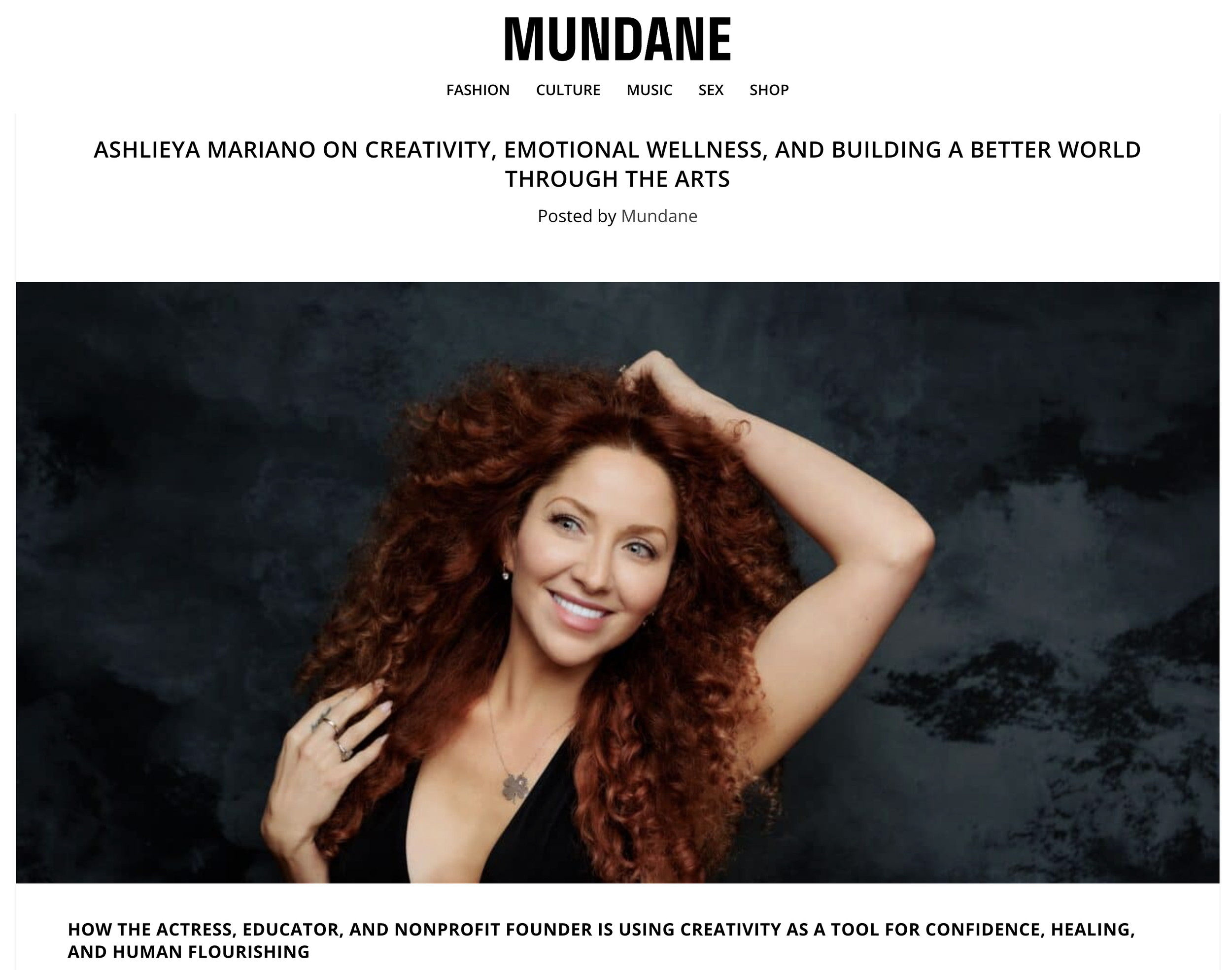 Ashlieya in Mundane Magazine: Creativity is a necessity for mental health, resilience, and self-discovery