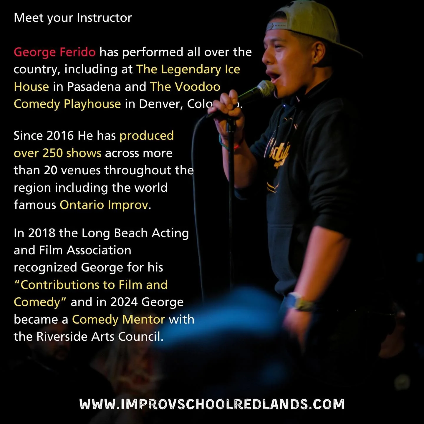Looking to start a journey into standup comedy? Looking to sharpen your skills? Classes will be back in session at @improvschoolredlands Starting on OCTOBER 3rd. There will be a Beginner class during the day and an Intermediate class at night. Spots 