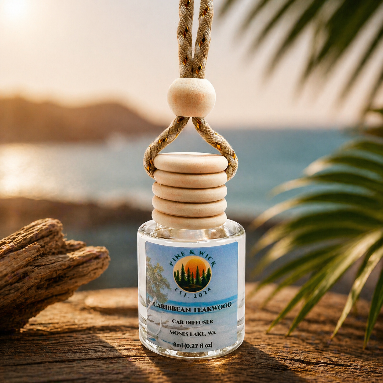 Caribbean Teakwood Hanging Car Diffuser