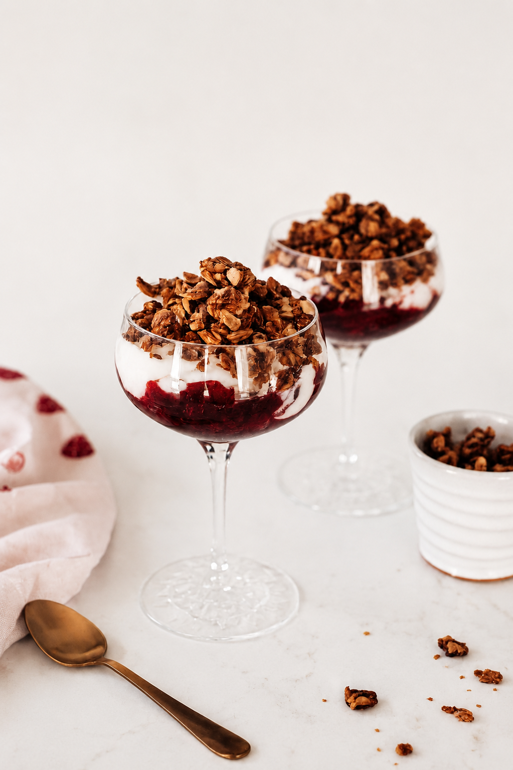 Baked rhubarb with maple pecan granola 