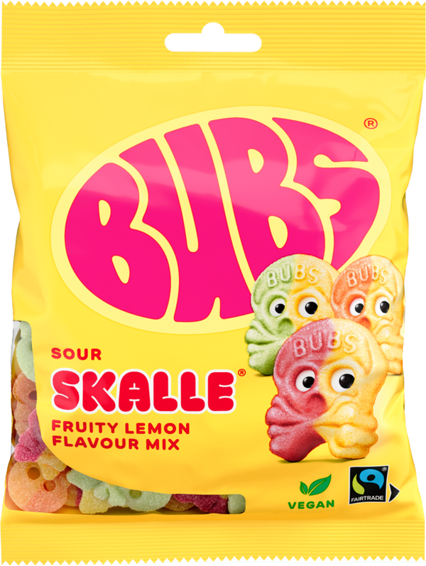 Bubs Sour Fruity Lemon Mini Skulls