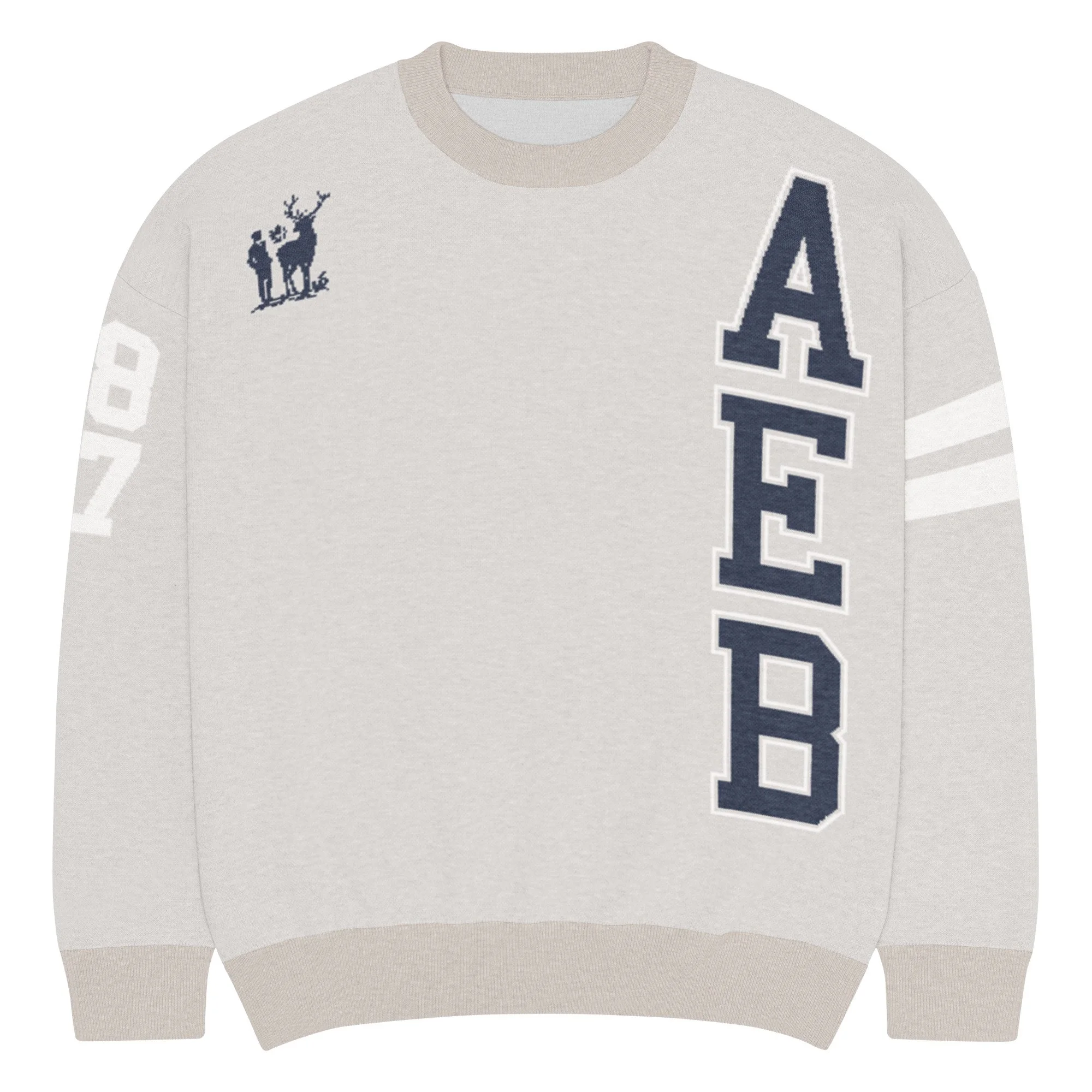 Relaxed fit knitted crew neck sweater