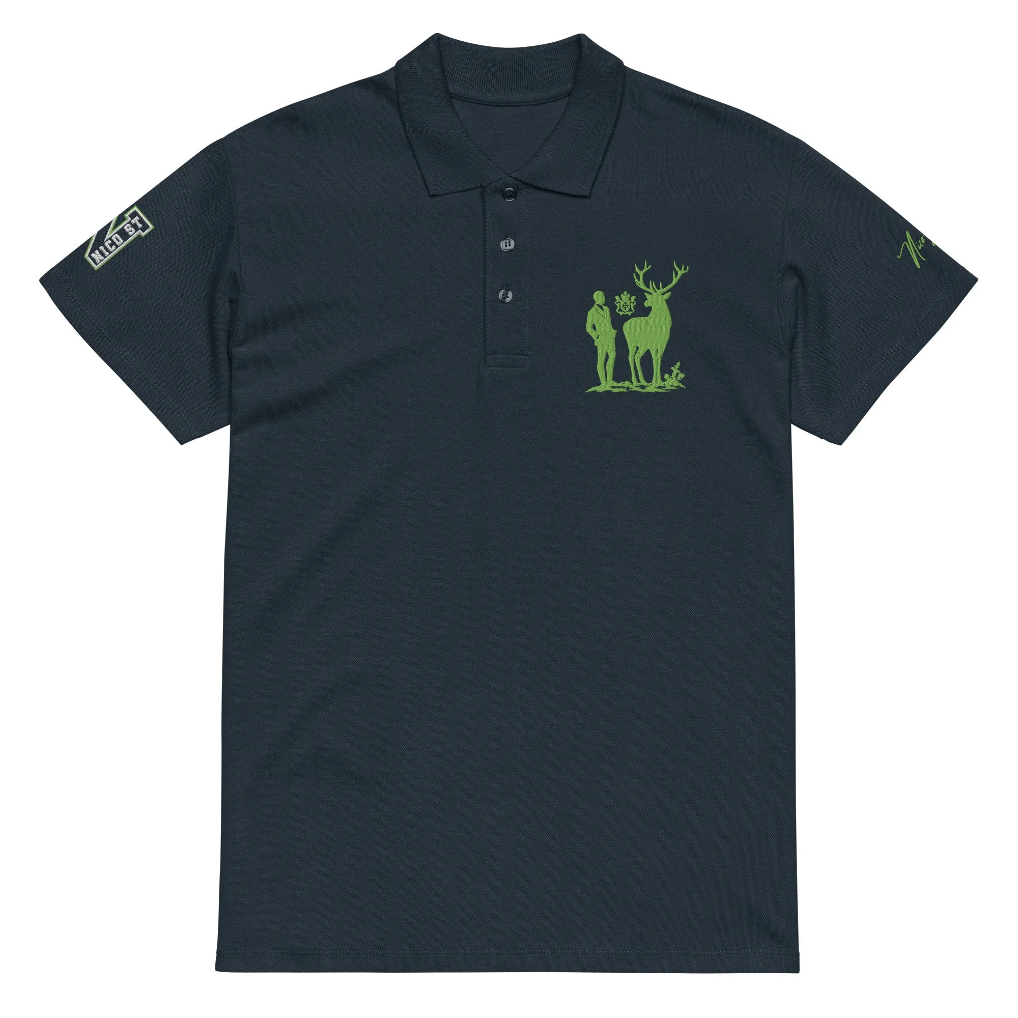 NicoSt. Premium Piqué Polo — Navy (Kiwi Stitch)