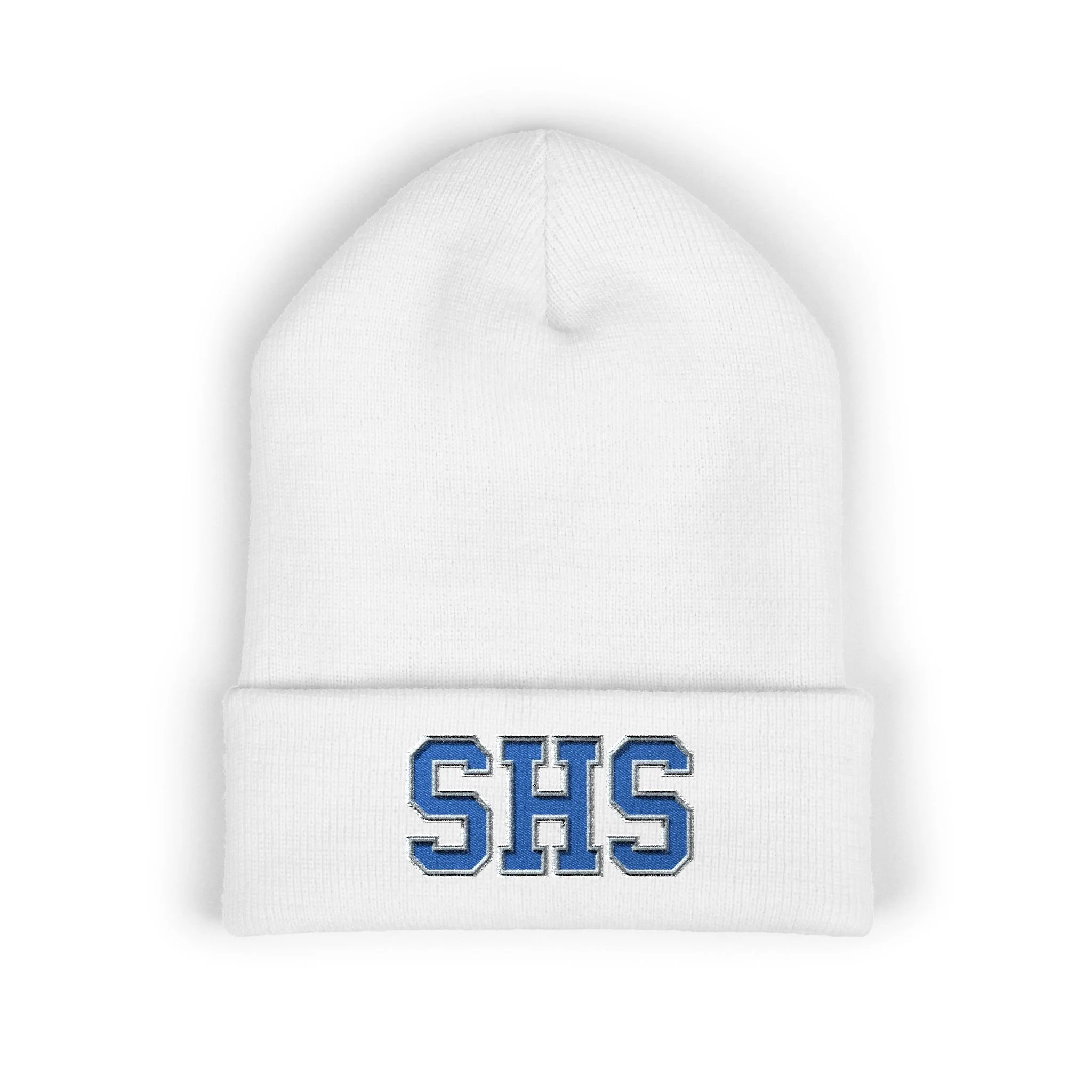 Savannah High (SHS) Classic Cuffed Beanie — Royal & White