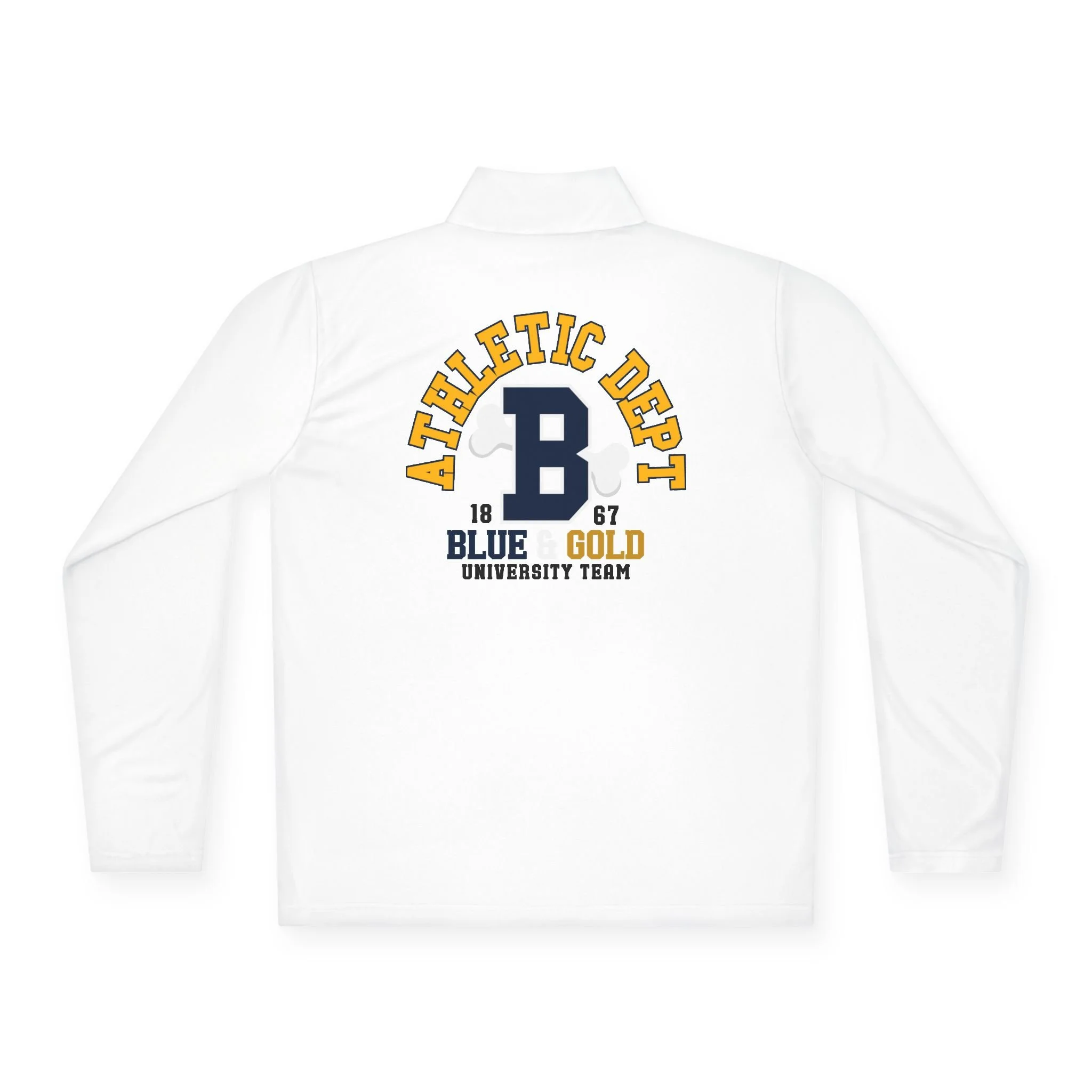 A.E. Beach "B" Athletic Dept. Unisex Quarter-Zip Pullover — Blue & Gold Varsity