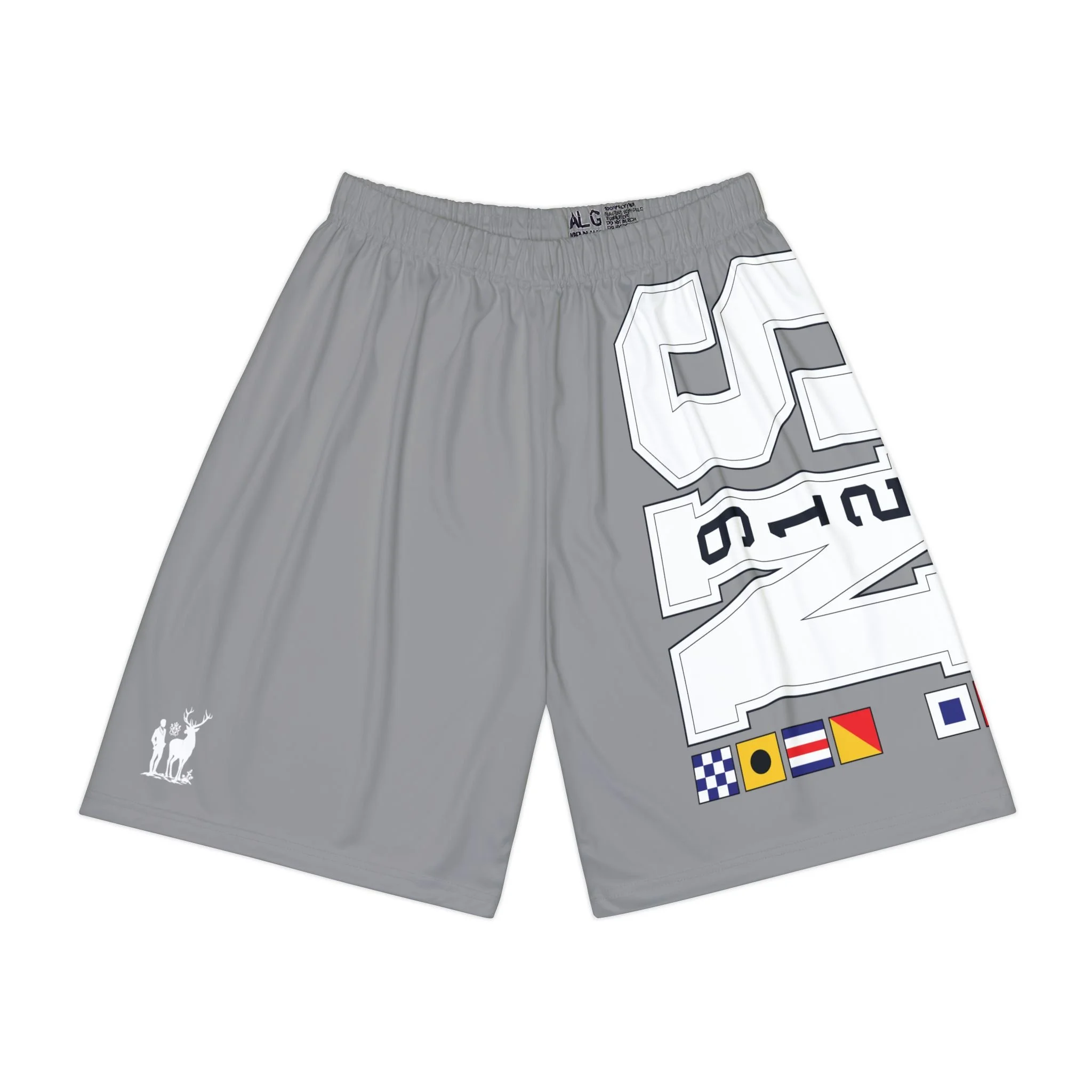 NicoSt Athletic Shorts Grey Garment with Nautical Signs and Stag Crest