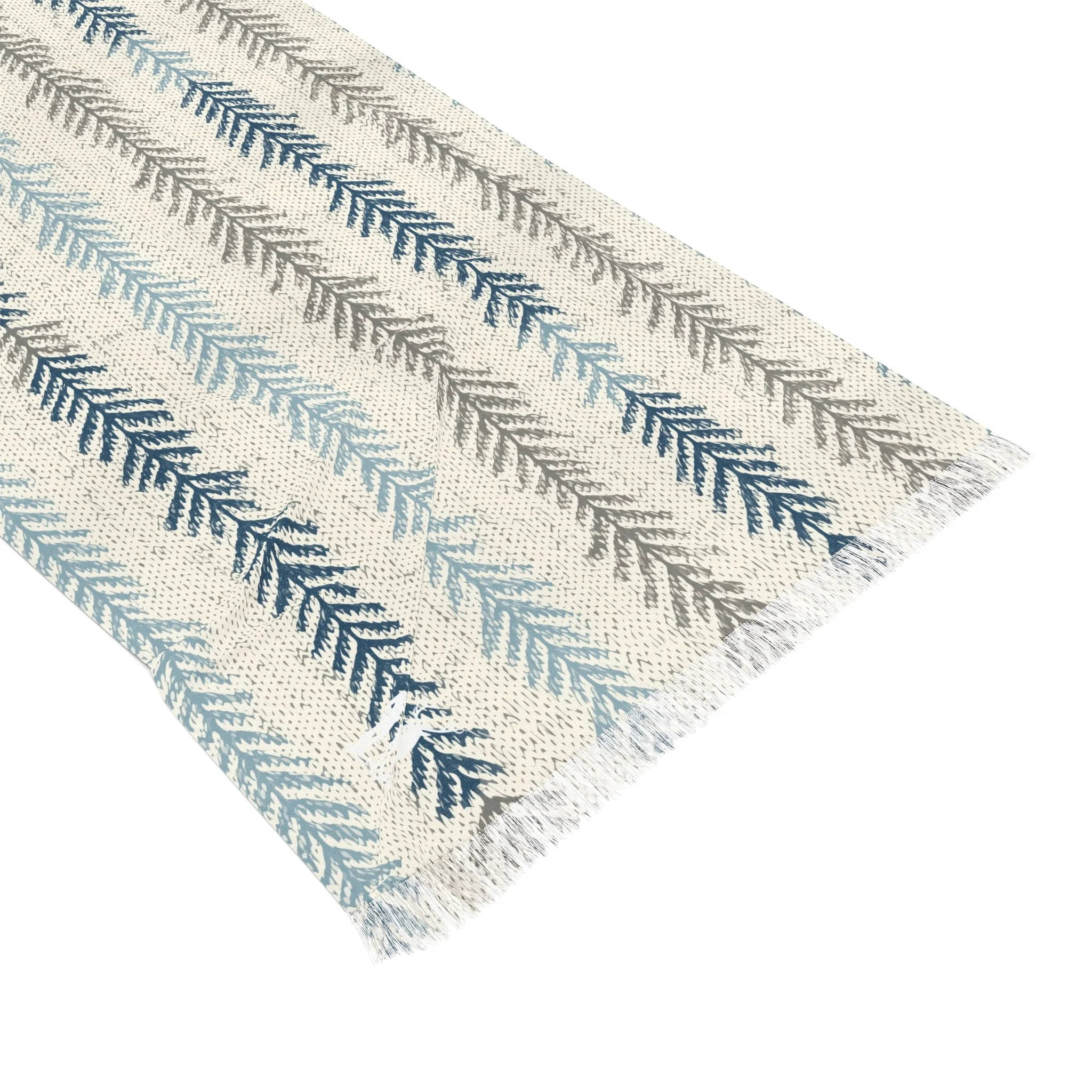 Light Scarf — Lightweight Striped Chevron Scarf in Soft Blue & Gray