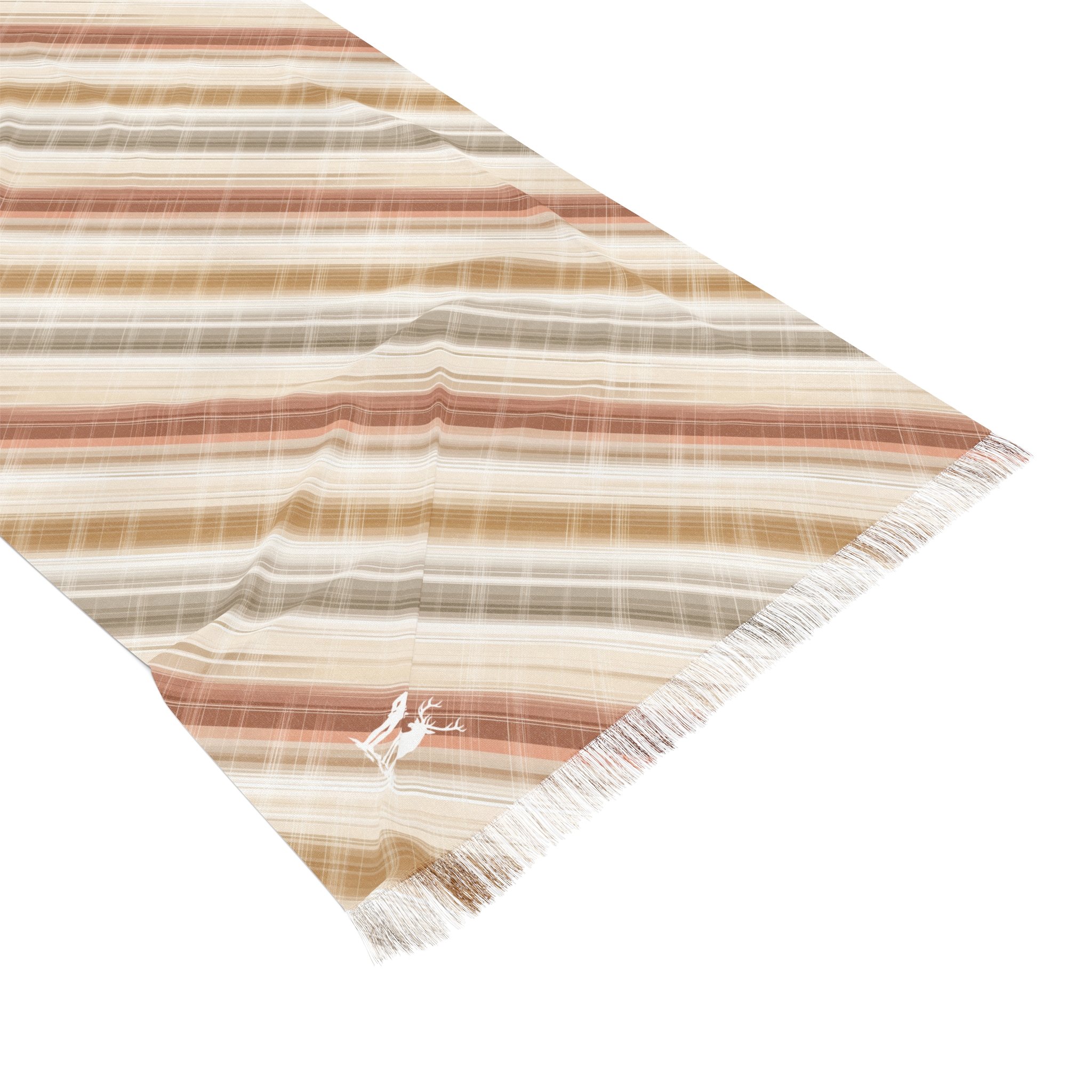 Neutral Striped Lightweight Scarf – Beige & Blush Diagonal Pattern