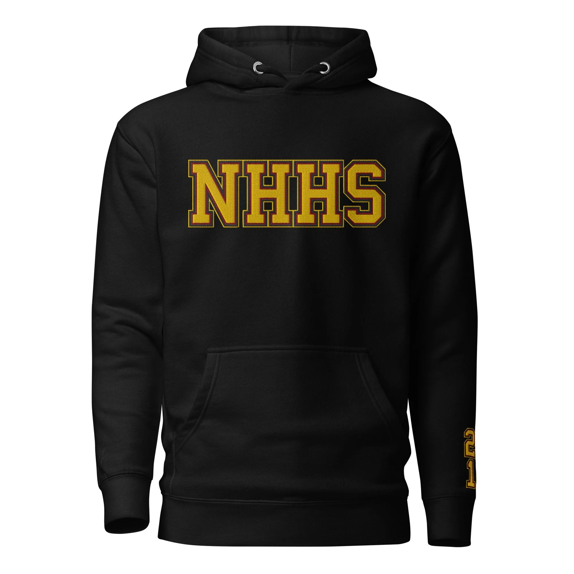 NHHS Phoenix Collegiate Embroidered Hoodie – Black/Gold Edition