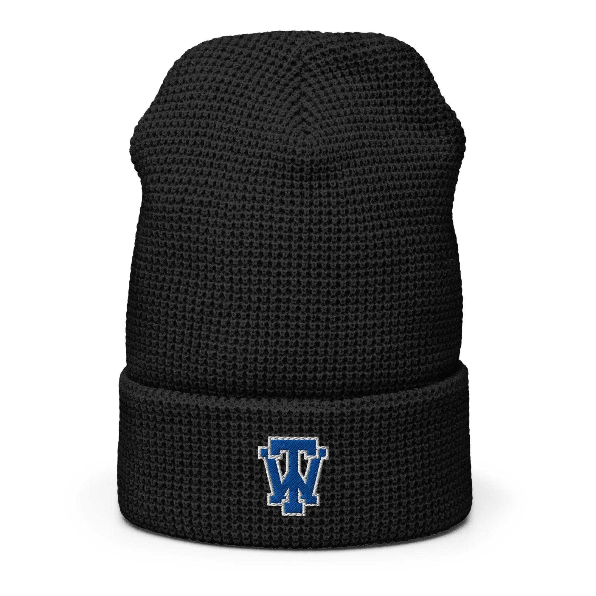 WTHS Wolverines Waffle Beanie – Interlocked WT Logo (Royal & White Embroidery)
