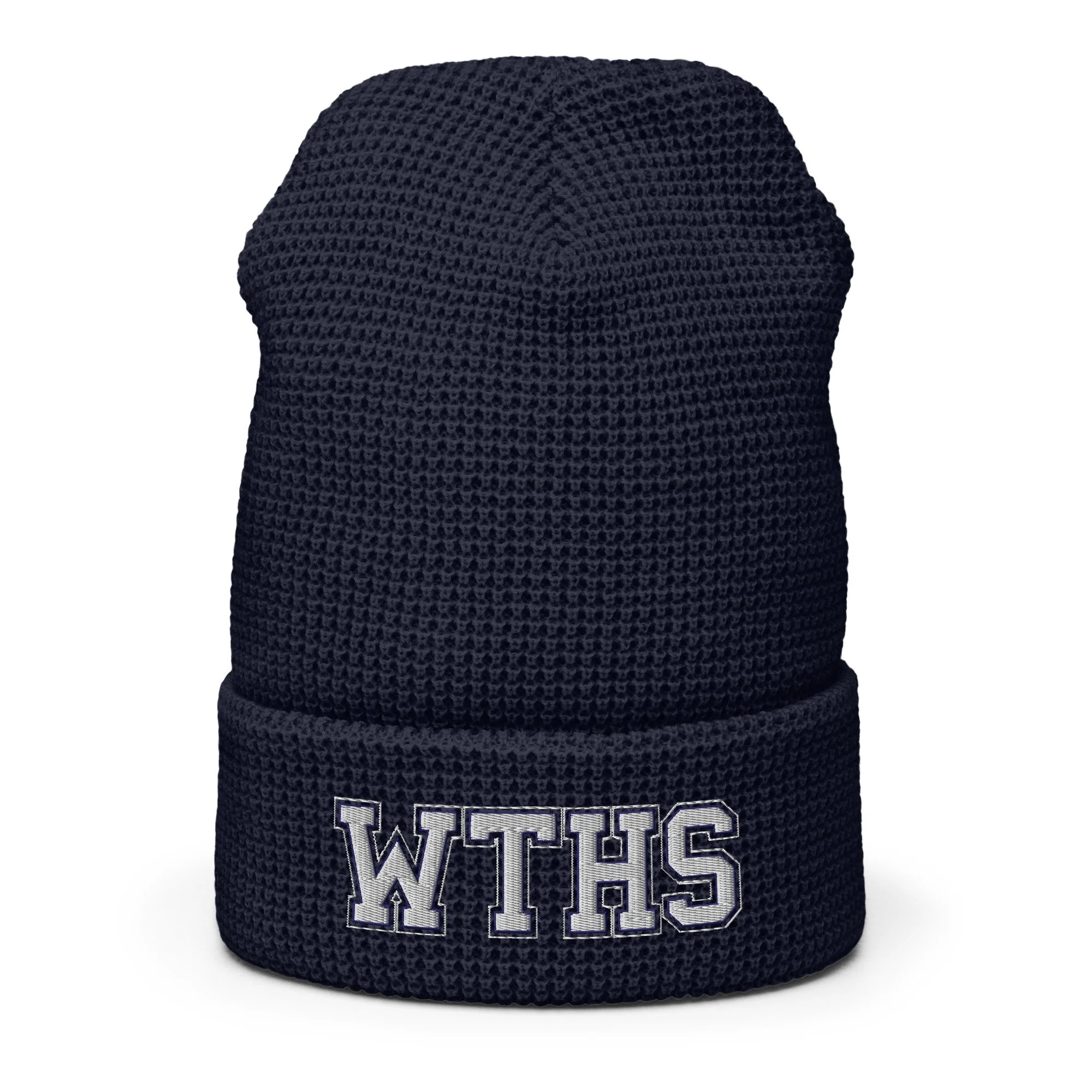 WTHS Wolverines Waffle Beanie — Multiple Colors with White & Navy Embroidery