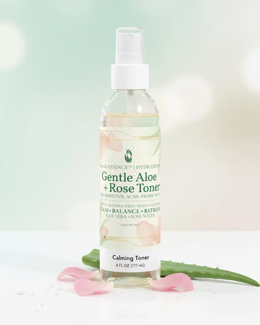 Gentle Aloe & Rose Water Toner for Sensitive, Acne-Prone Skin, 6oz