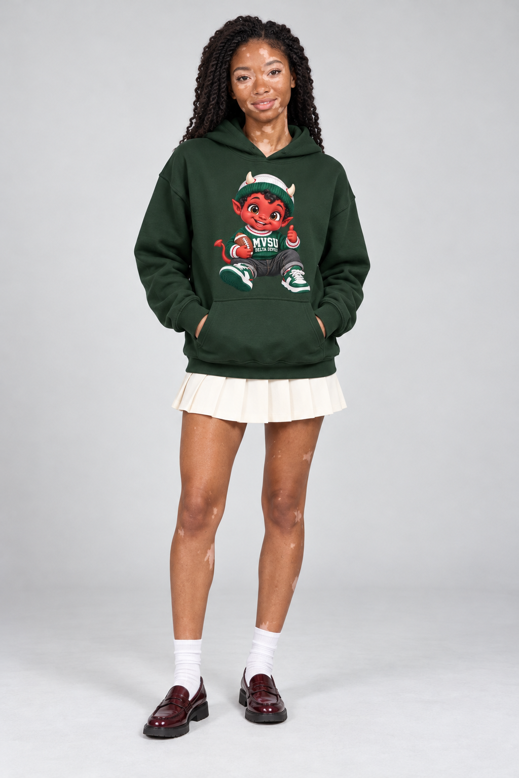 Mississippi Valley State Baby Delta Devil Hoodie — The Yard Collection (forest green)