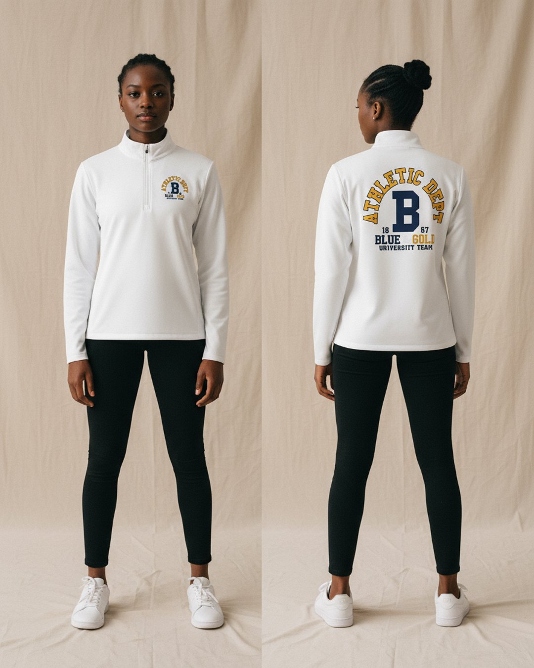 Beach High Athletic Dept. Unisex Quarter-Zip Pullover — 1867 Legacy Back Print