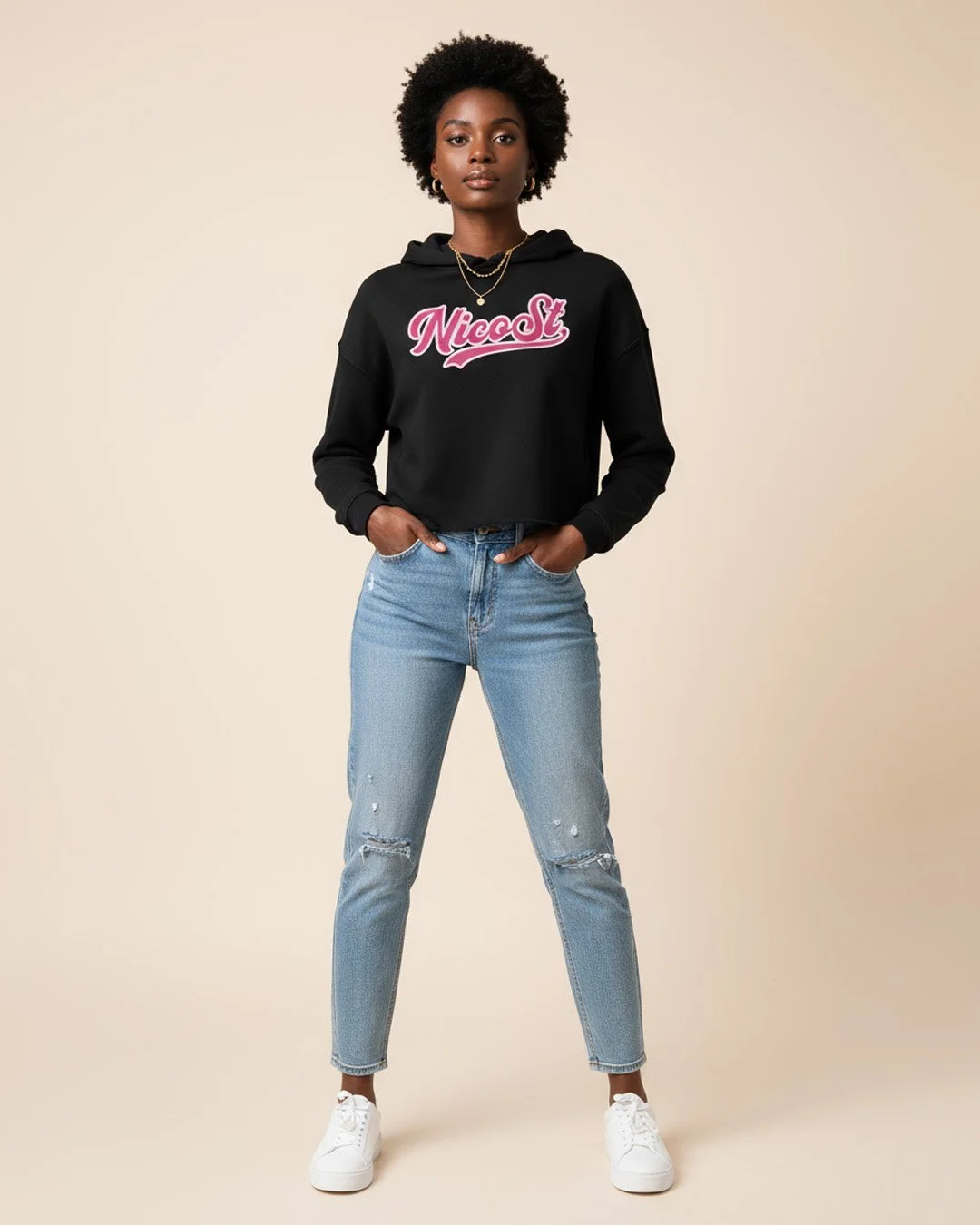 Nico St. Embroidered Women’s Cropped Hoodie