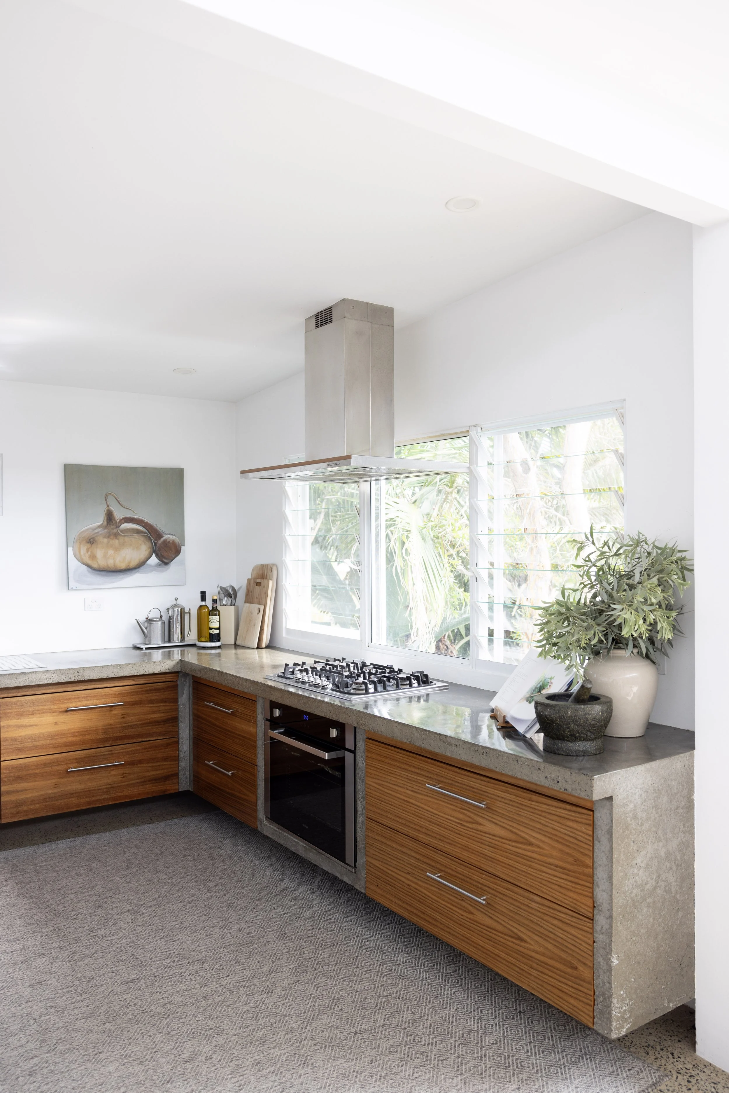 Designer kitchen with ocean and garden outlook at Haven Oceana
