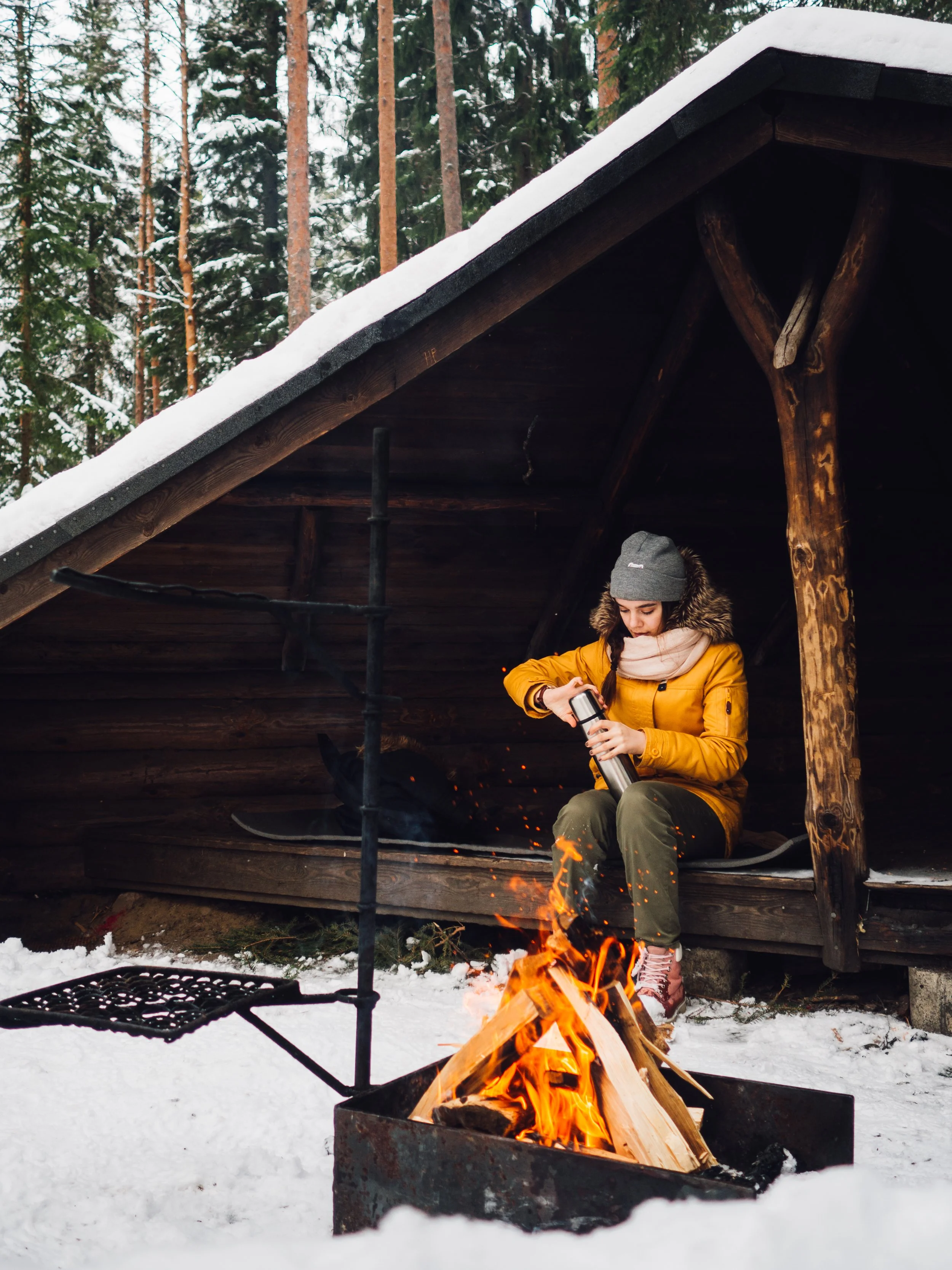 Relax in Finnish nature by a fire