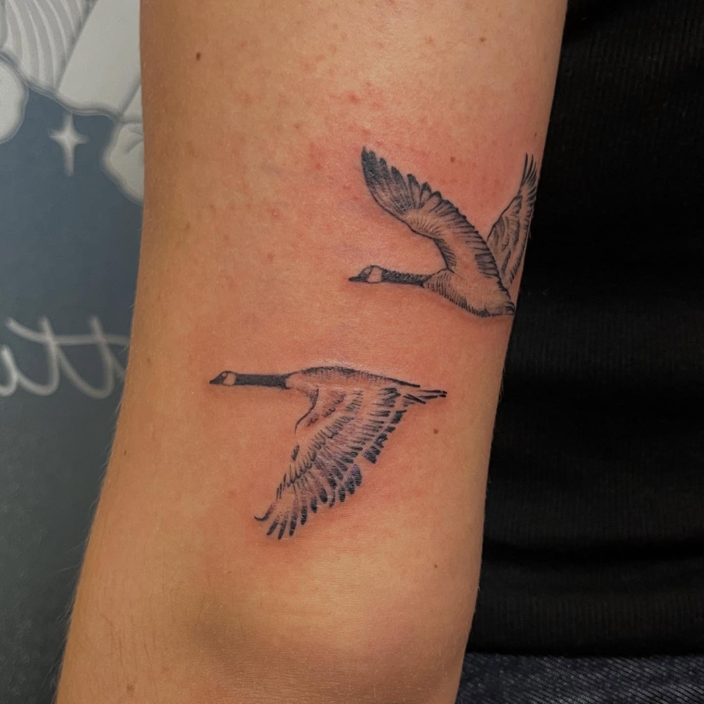 Two geese for Sofia&rsquo;s first tattoo!