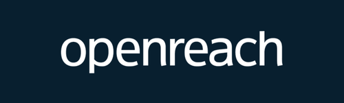 Openreach logo on a navy blue background