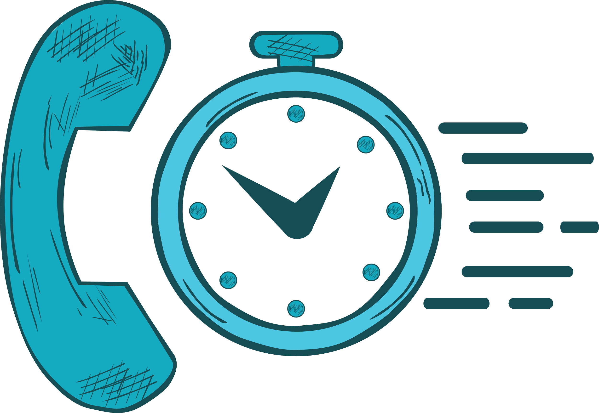 A blue stopwatch with motion lines on the right side, indicating speed or urgency, and a clock face showing the time as approximately 4:30.