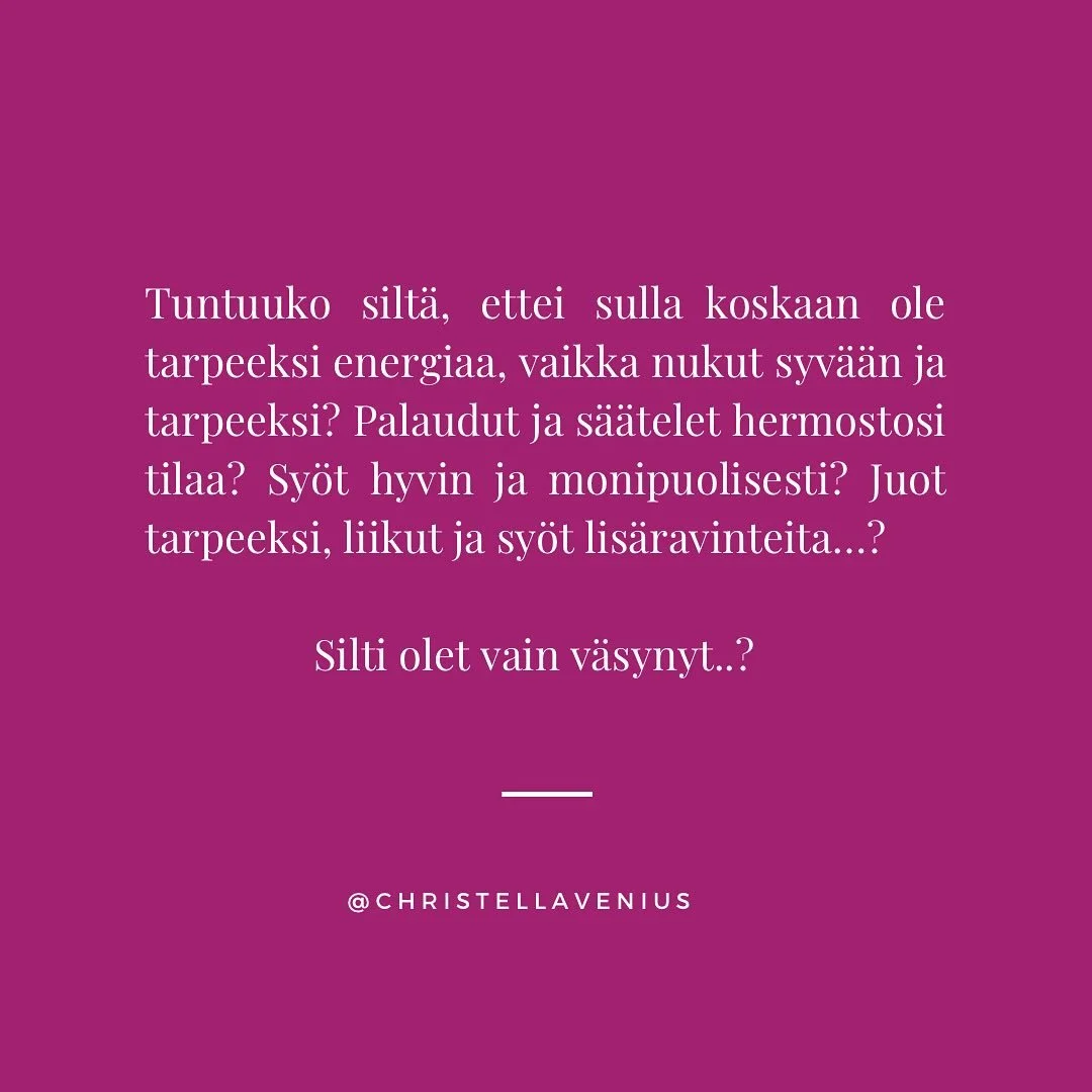 Jos ihmisen &rdquo;pit&auml;&auml;&rdquo; koko ajan olla jotain muuta, kun mit&auml; h&auml;n oikeasti on ja aina vaan jaksaa huolehtia toisten tarpeista, turruttaa omat tunteet, olla reipas, p&auml;rj&auml;&auml;v&auml;, ahkera, miellytt&auml;v&auml