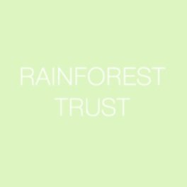 Light green background with white text that reads 'RAINFOREST TRUST'.