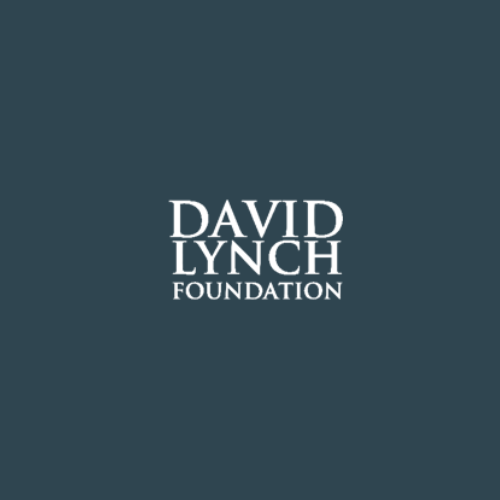Logo of the David Lynch Foundation with white text on a dark background.