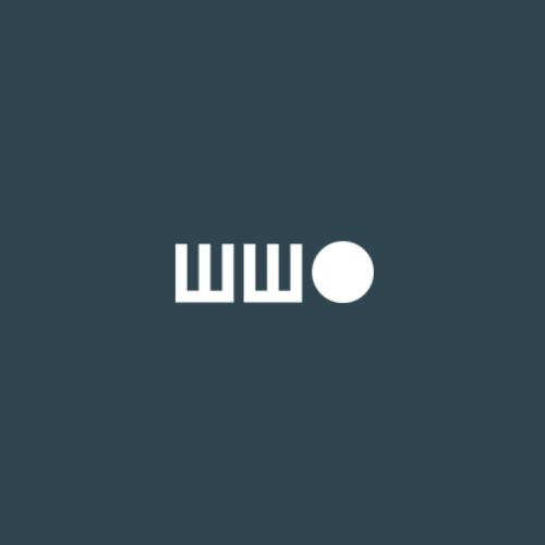 A logo with the letters "W" and "O" in white on a dark blue background.