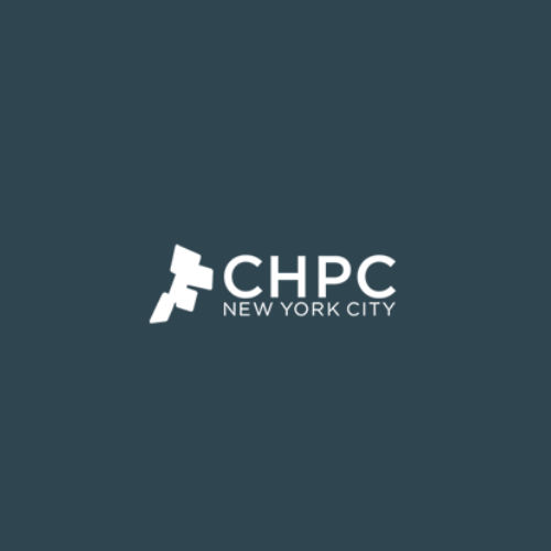 Logo for CHPC New York City with a stylized microscope icon on a dark background.