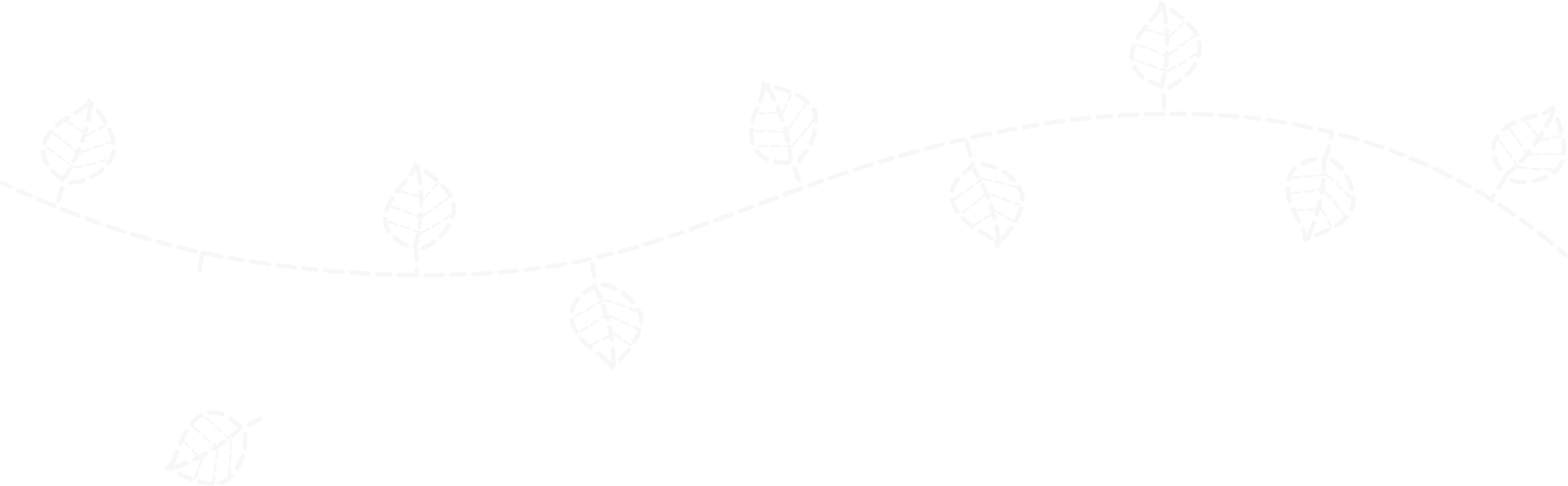 An illustration of a vine with leaves on both sides of the vine, one leaf falling away, made with white stitch-like strokes.