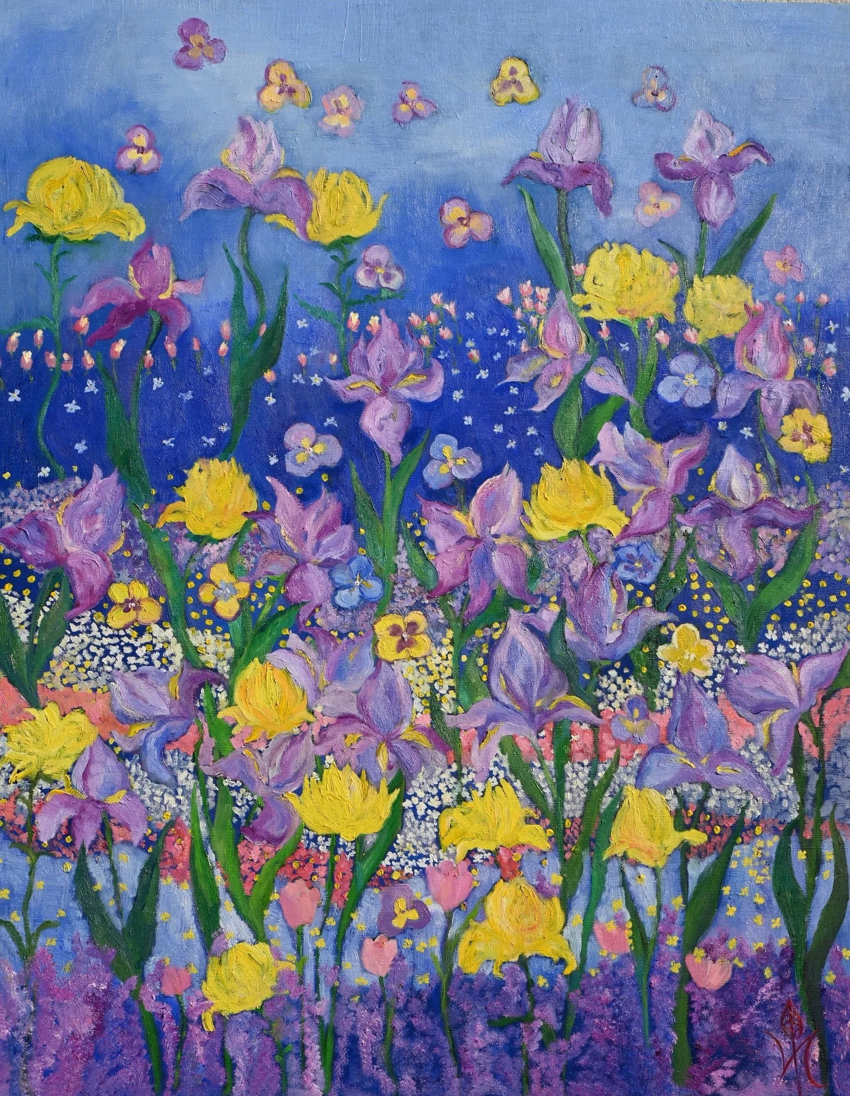 "Murmures d'iris au soir" 2024,
73x92, huile sur toile